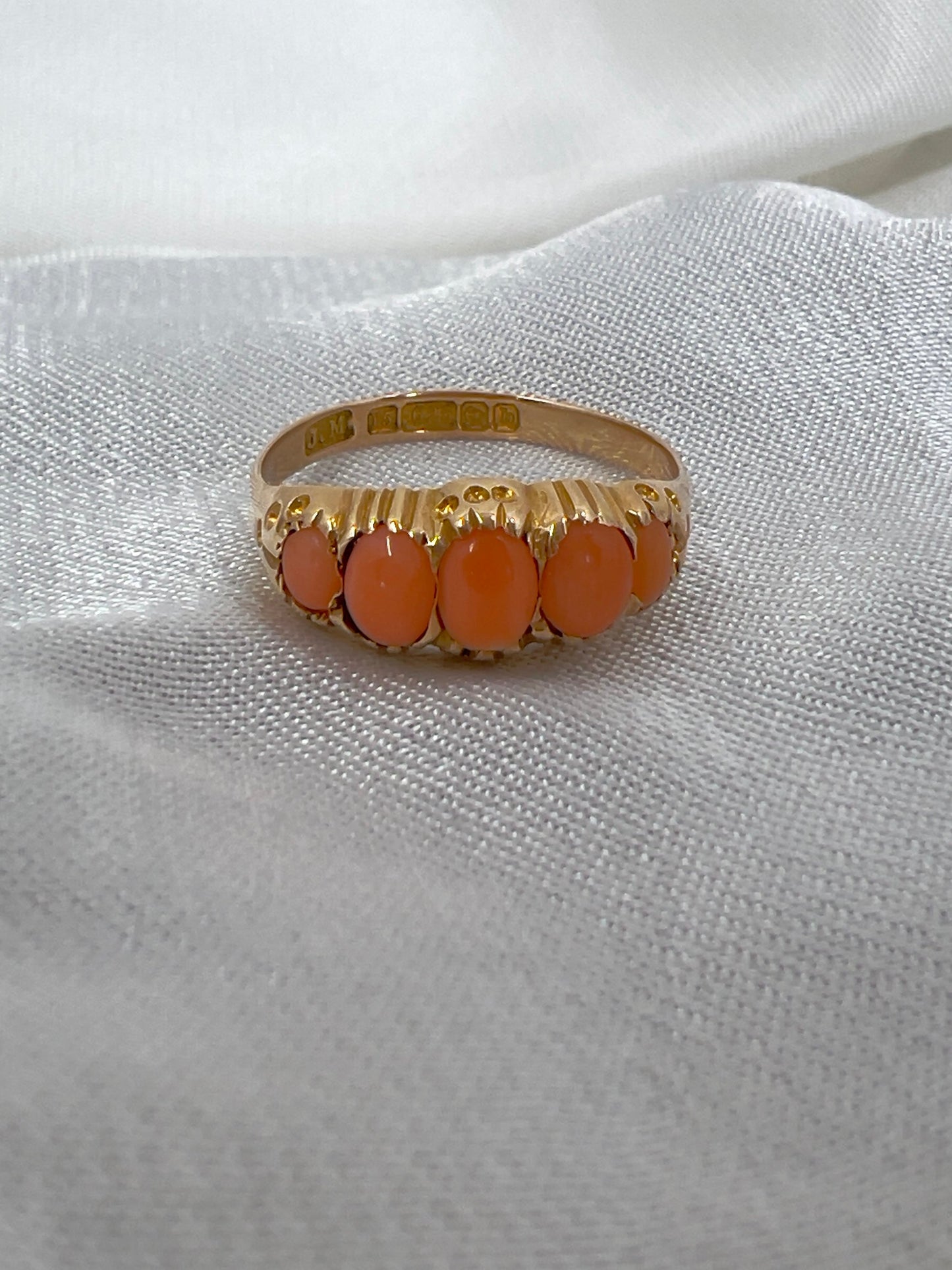 Antique coral & 15ct gold ring Hudsons Estate Jewellery