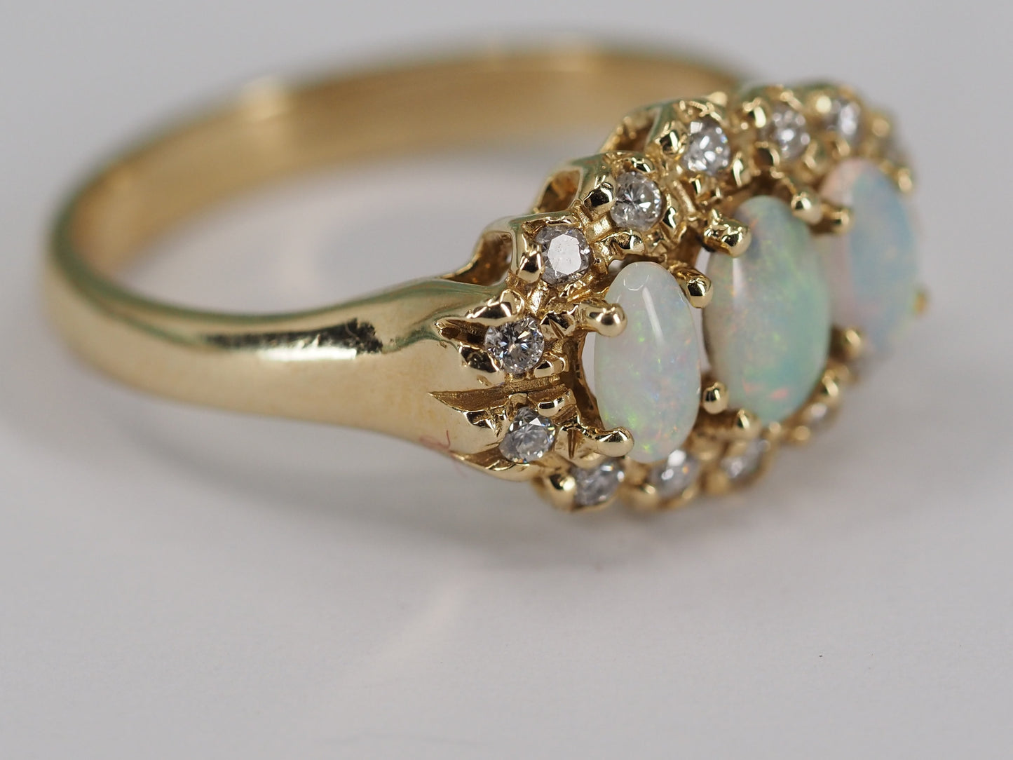 Vintage opal and diamond ring in 9ct gold Hudsons Estate Jewellery