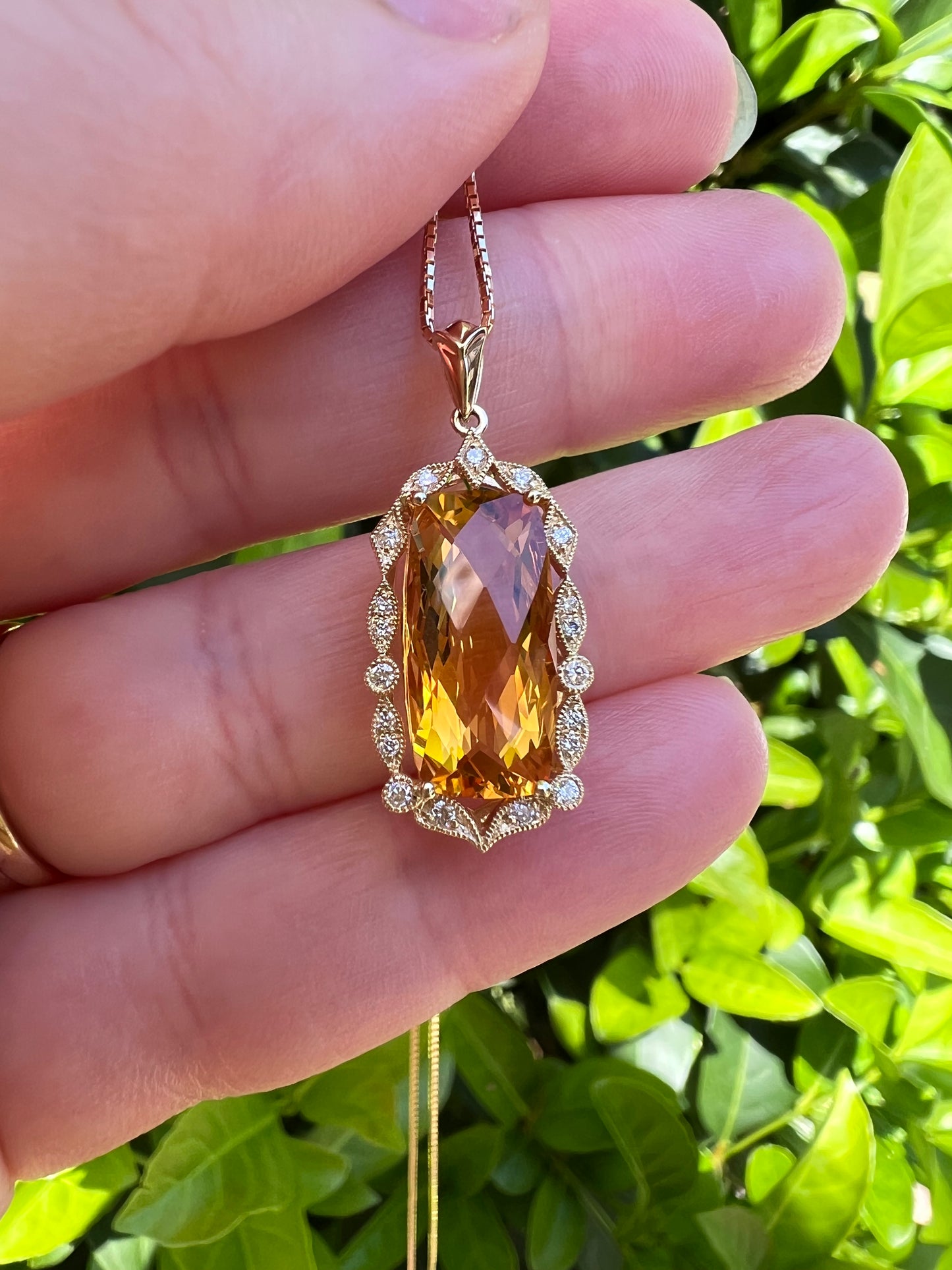 Citrine and diamond pendant Hudsons Estate Jewellery