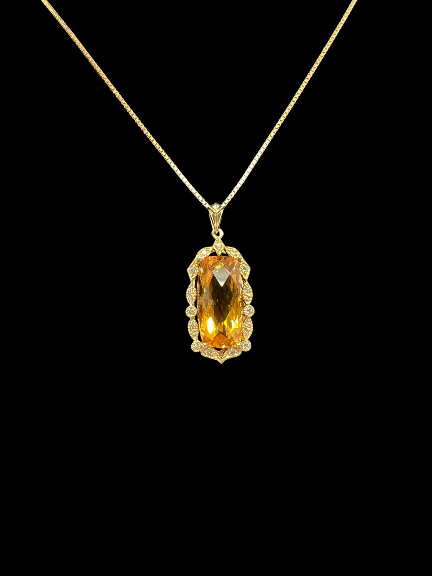 Citrine and diamond pendant Hudsons Estate Jewellery