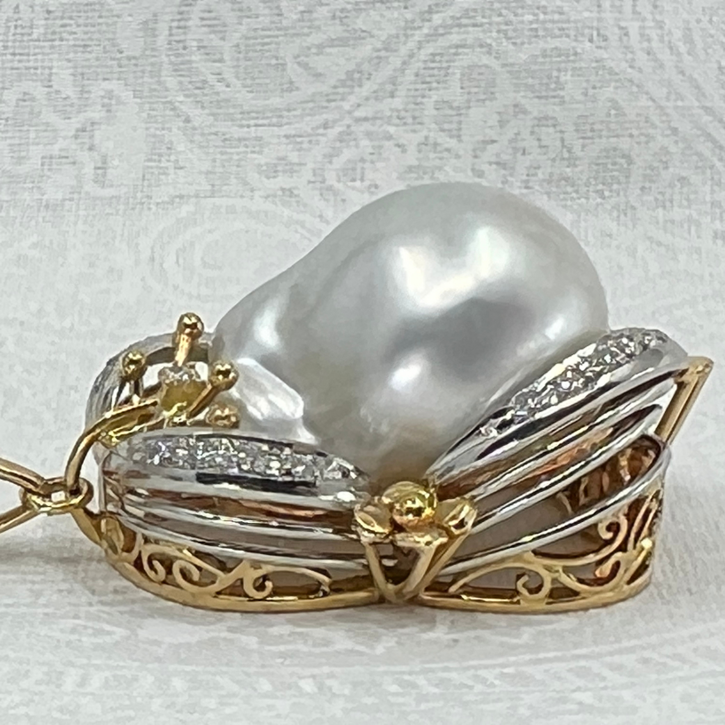 Baroque pearl and diamond pendant Hudsons Estate Jewellery