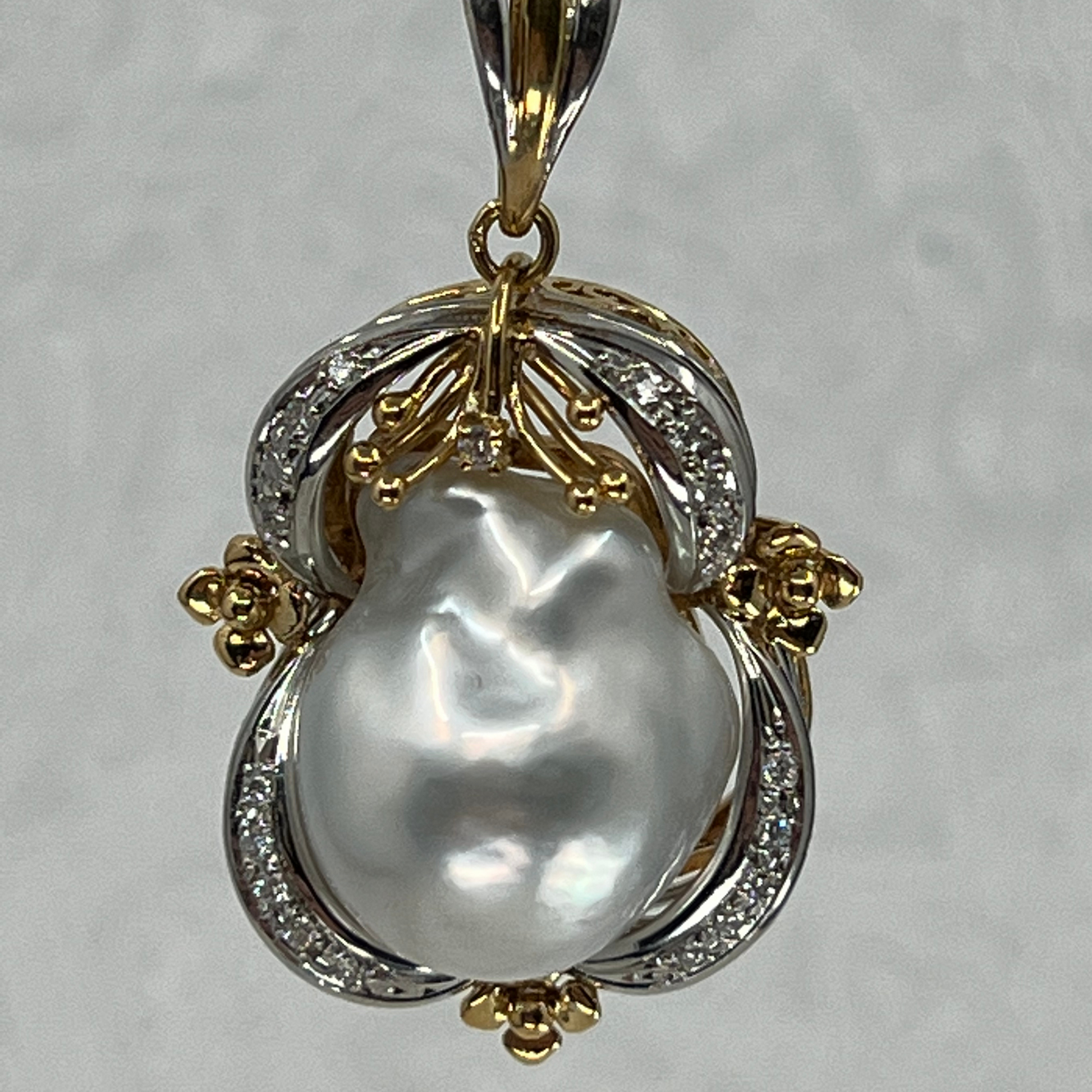 Baroque pearl and diamond pendant Hudsons Estate Jewellery