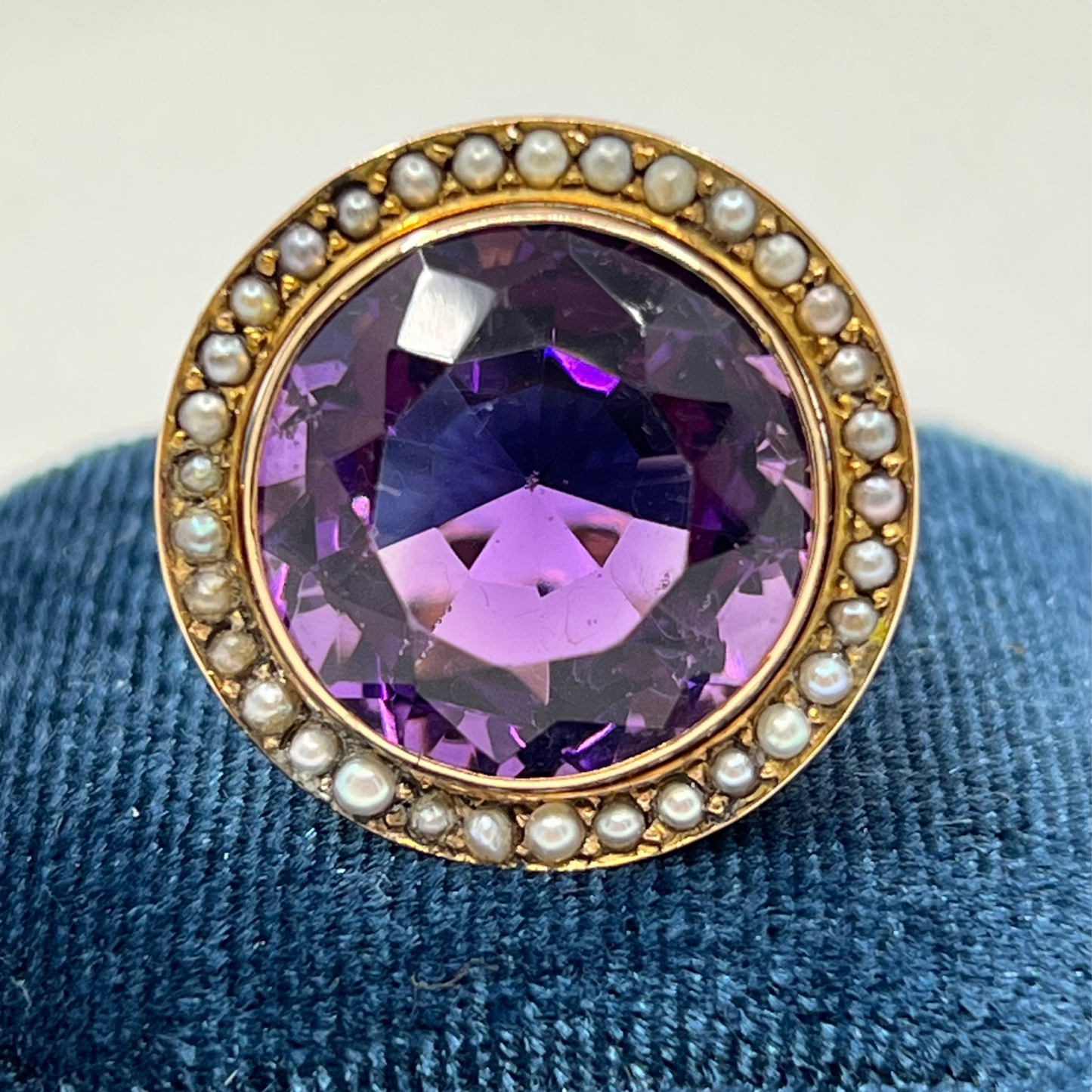 Vintage amethyst and seed pearl ring Hudsons Estate Jewellery
