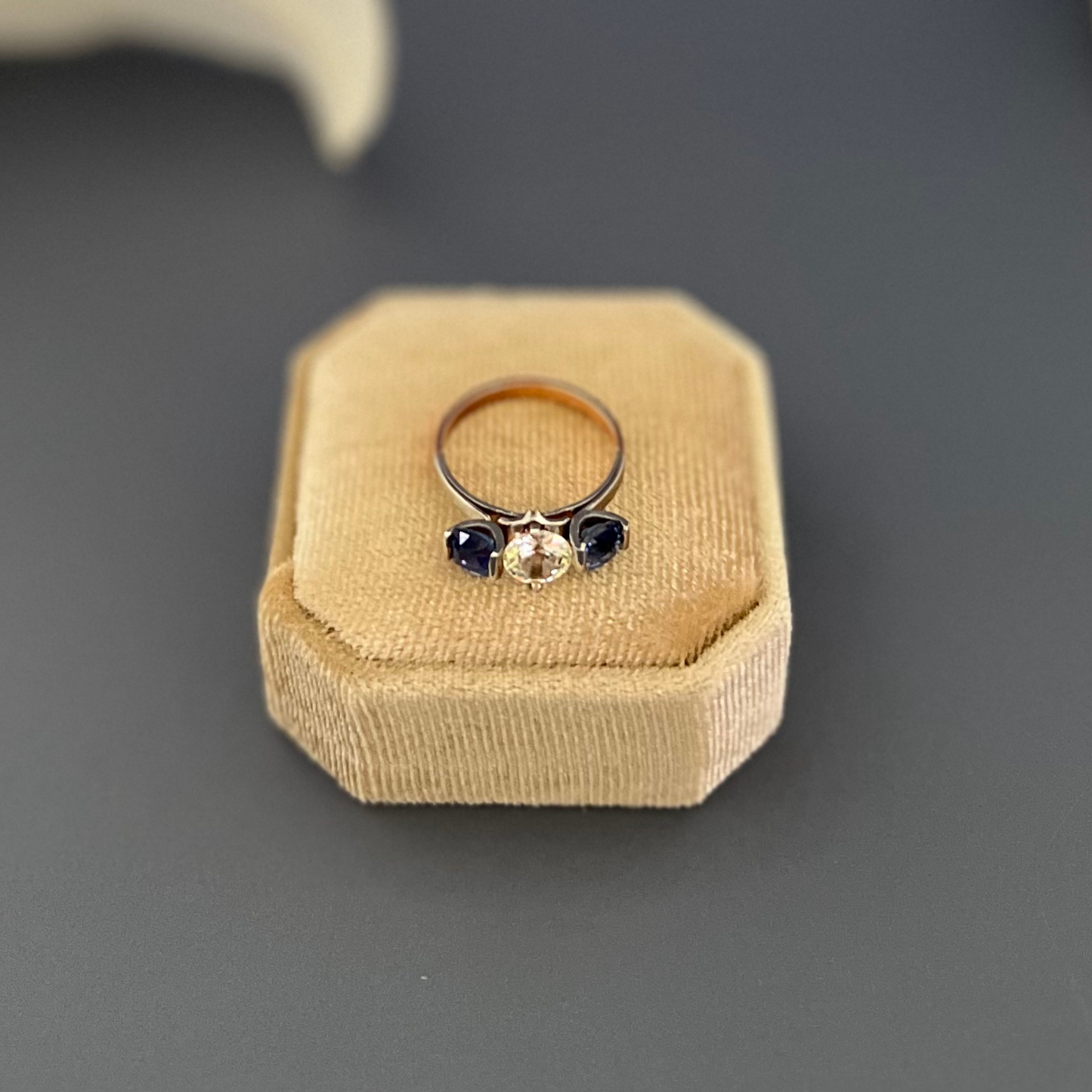 Ceylon and white sapphire ring