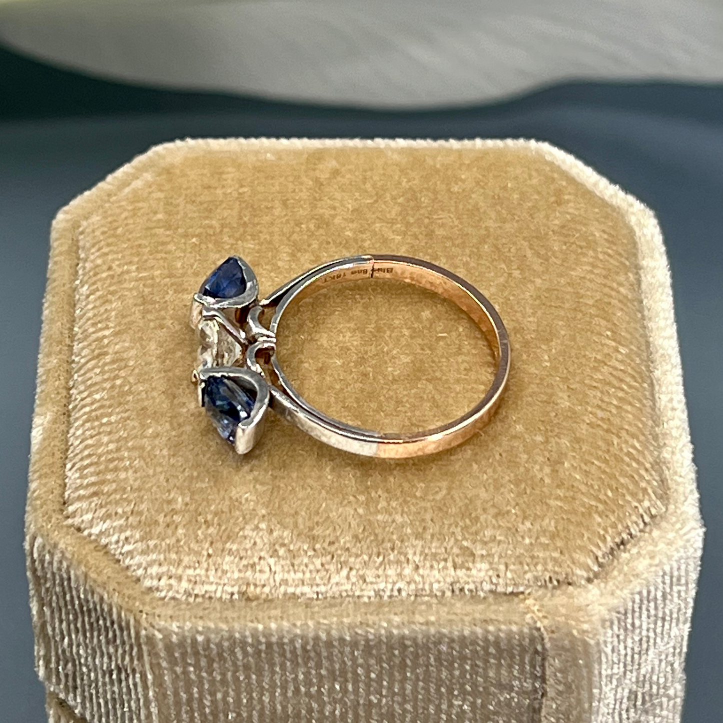 Ceylon and white sapphire ring