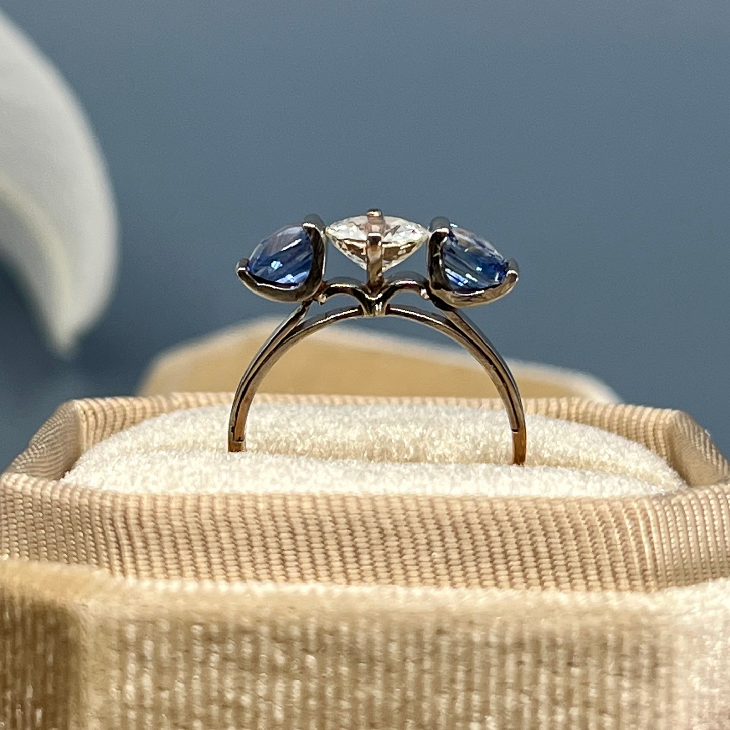 Ceylon and white sapphire ring