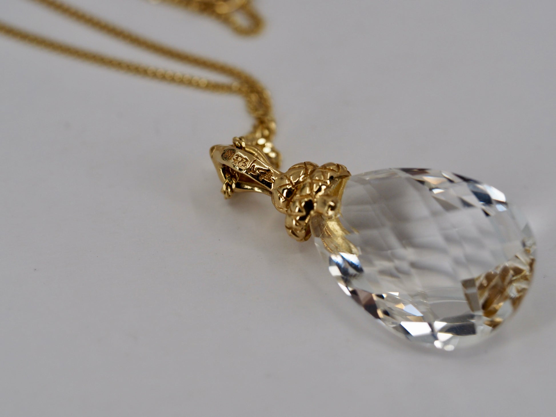 Rock Crystal Snake Pendant and Chain Hudsons Estate Jewellery