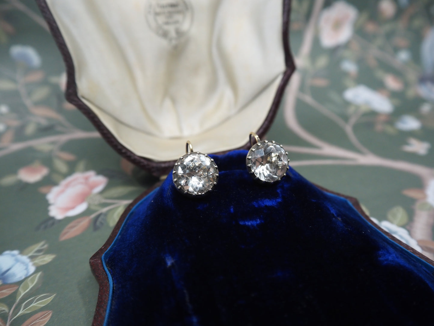 Antique Paste and Silver Earrings with 9ct Gold Hooks Hudsons Estate Jewellery