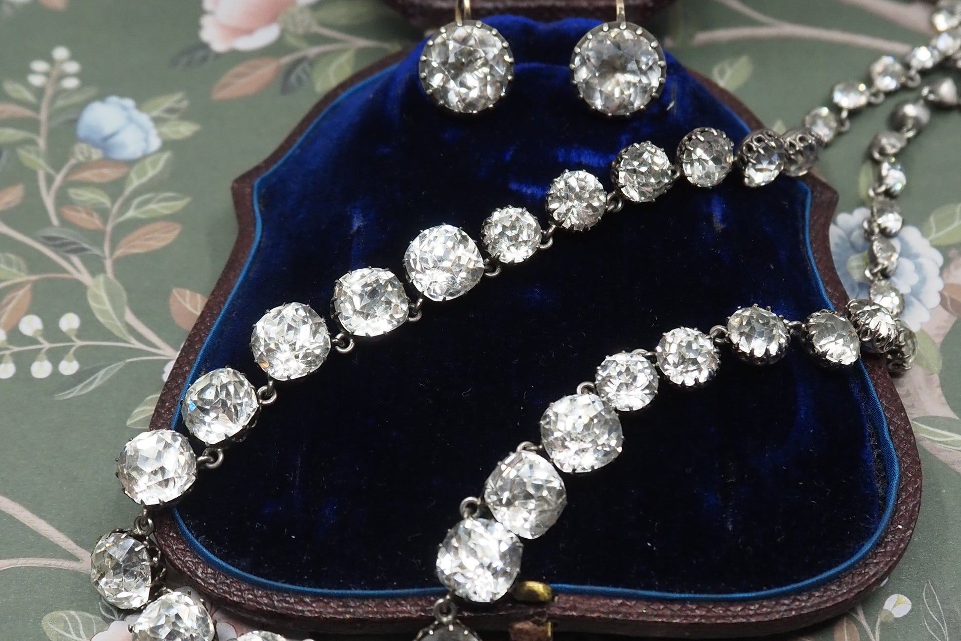 Antique Sterling Silver Paste Riviere Necklace Hudsons Estate Jewellery