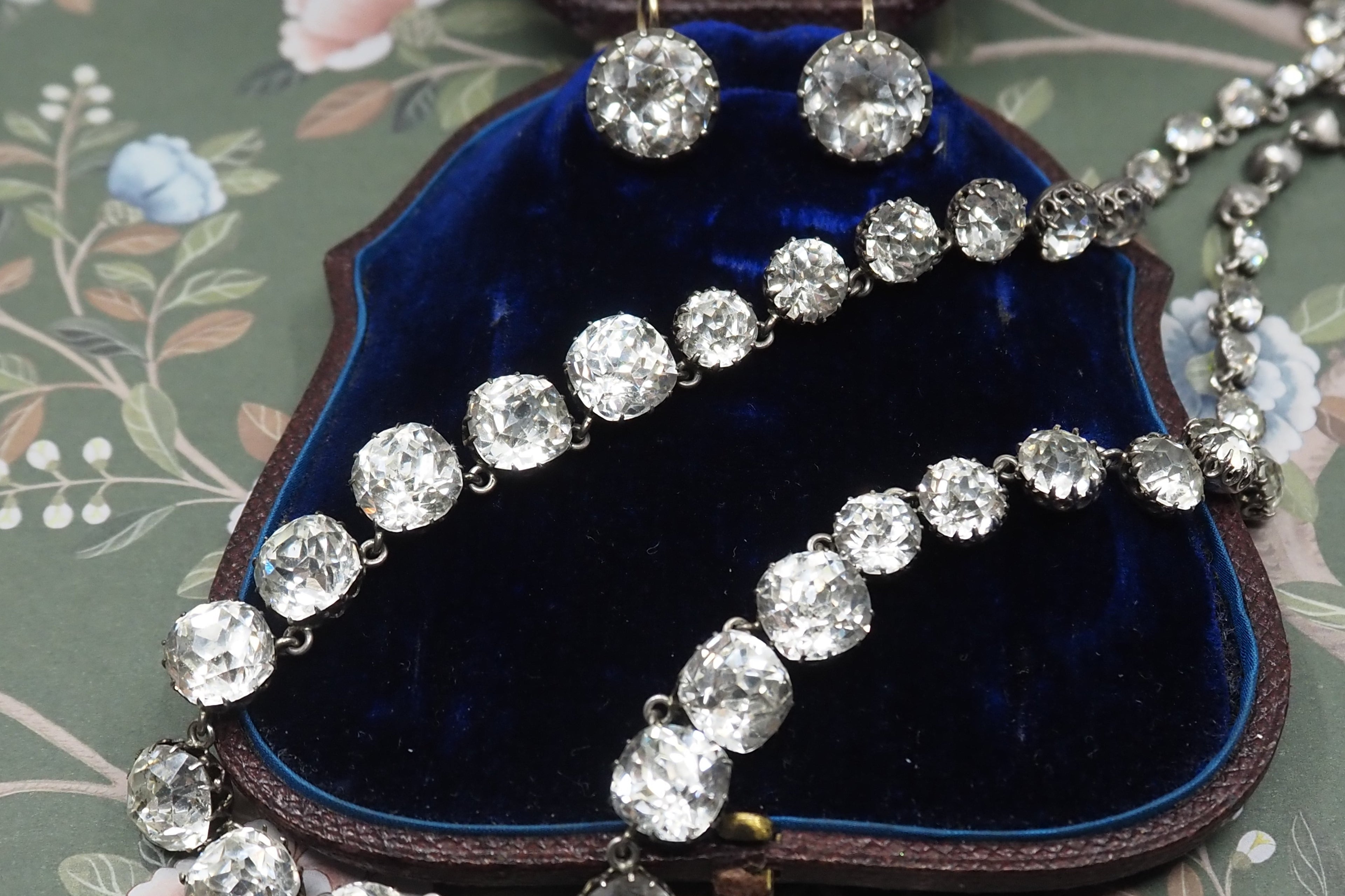 Antique Sterling Silver Paste Riviere Necklace Hudsons Estate Jewellery