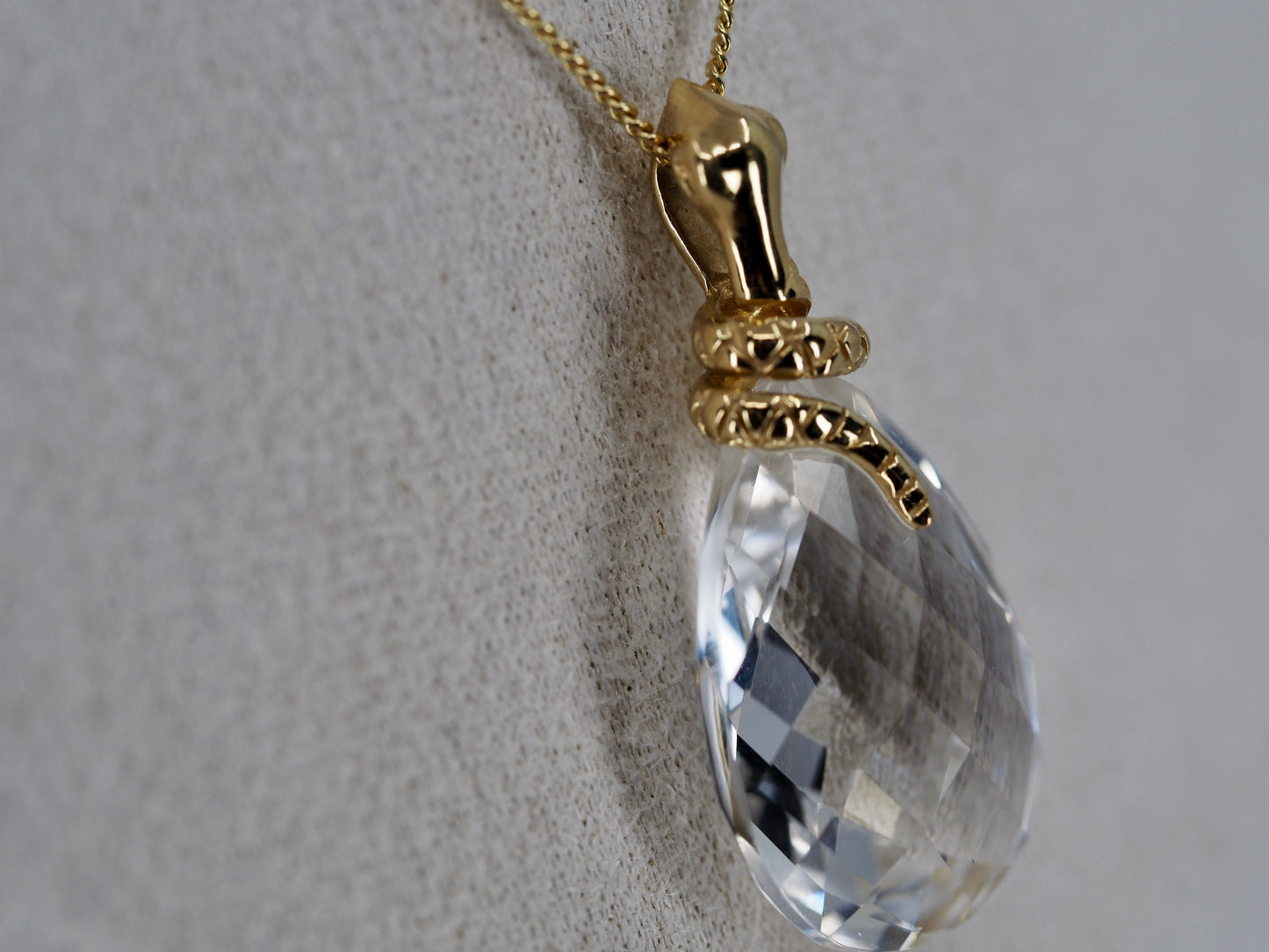 Rock Crystal Snake Pendant and Chain Hudsons Estate Jewellery