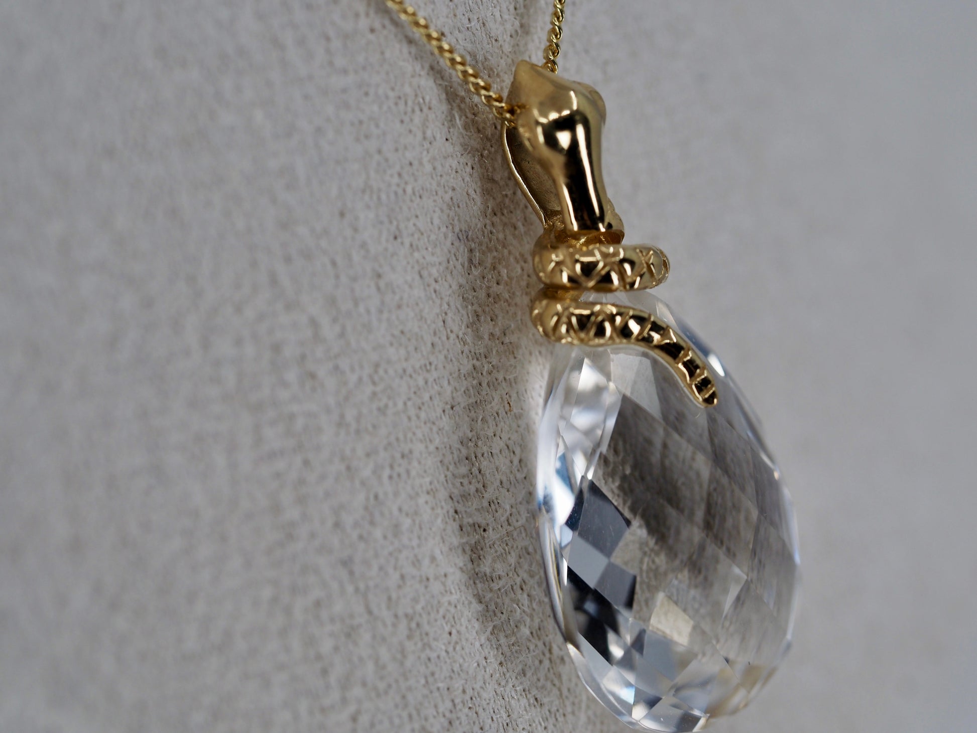 Rock Crystal Snake Pendant and Chain Hudsons Estate Jewellery