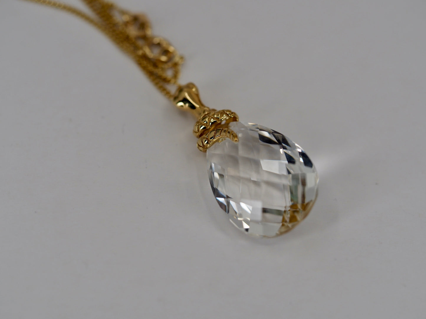Rock Crystal Snake Pendant and Chain Hudsons Estate Jewellery