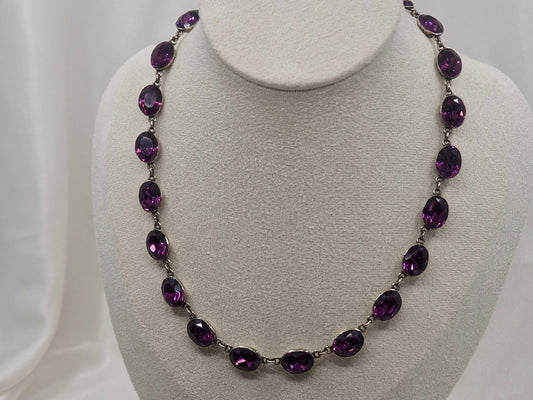 Vintage Silver Riviere with Purple Paste Hudsons Estate Jewellery