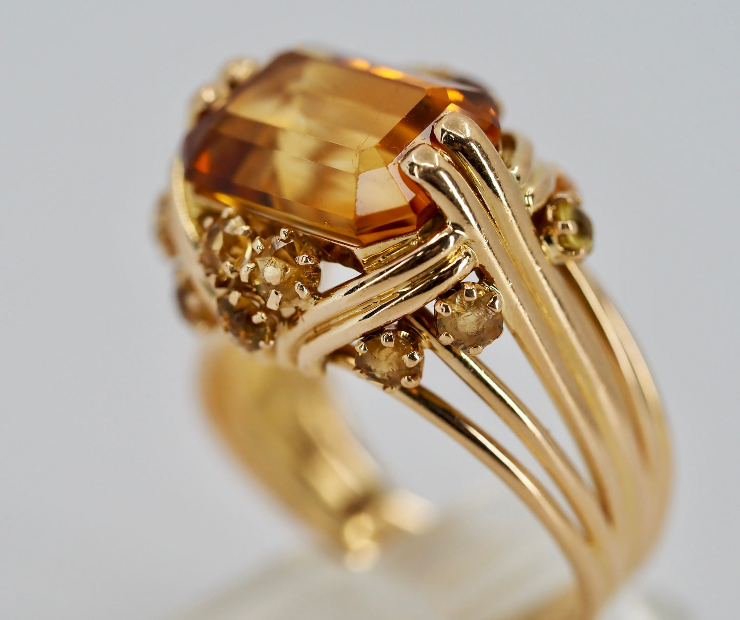 Vintage 18ct Gold Citrine Cocktail Ring Hudsons Estate Jewellery