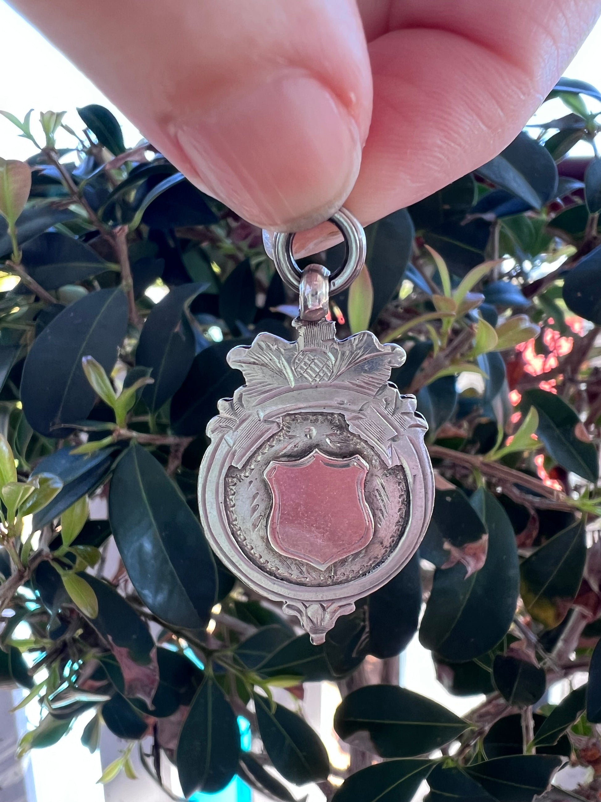 Antique 1919 Sterling Silver & Rose Gold Medallion Hudsons Estate Jewellery