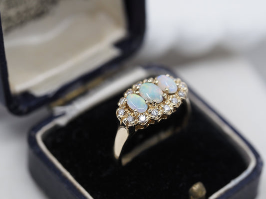 Vintage opal and diamond ring in 9ct gold Hudsons Estate Jewellery