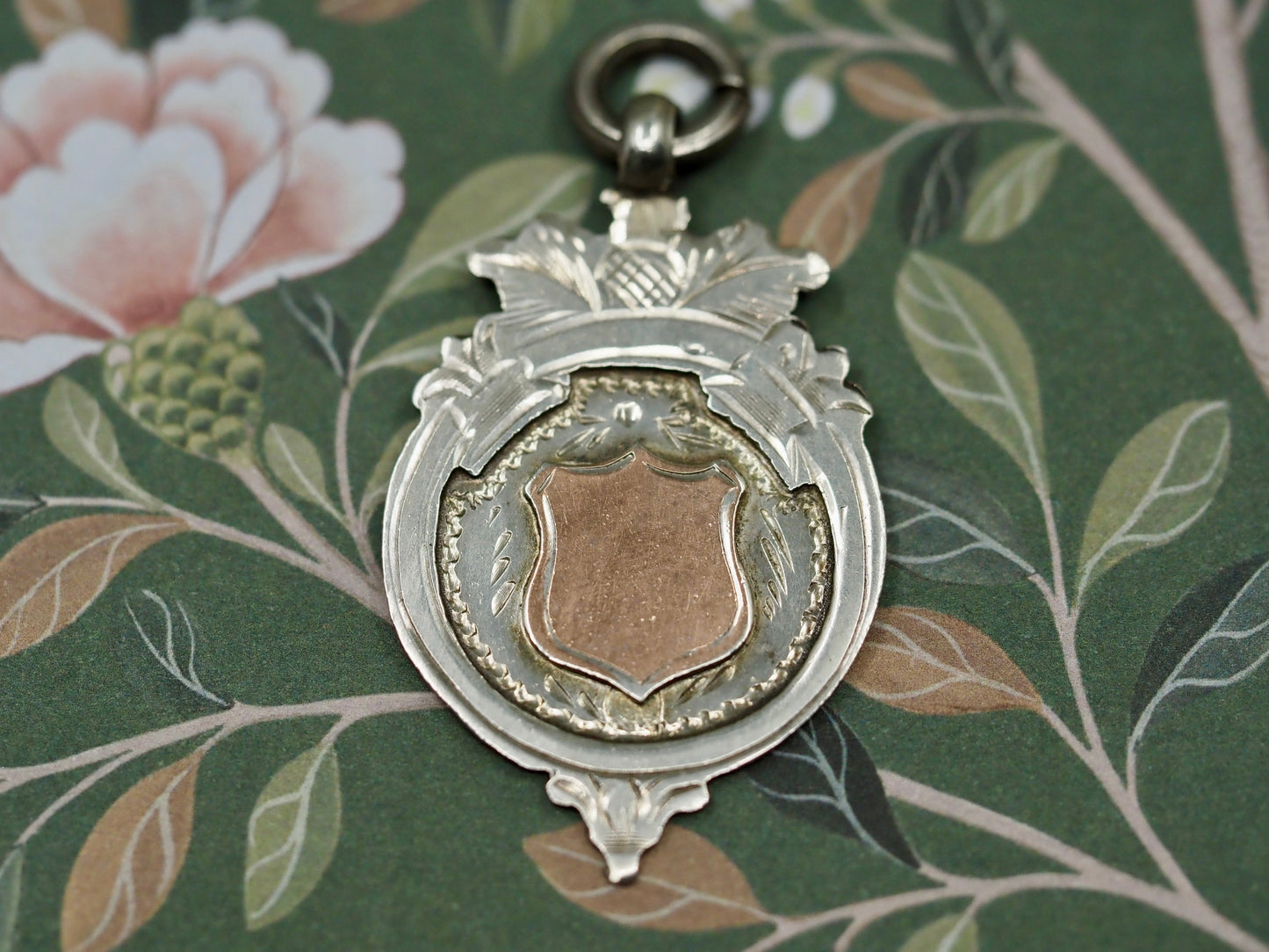 Antique 1919 Sterling Silver & Rose Gold Medallion Hudsons Estate Jewellery