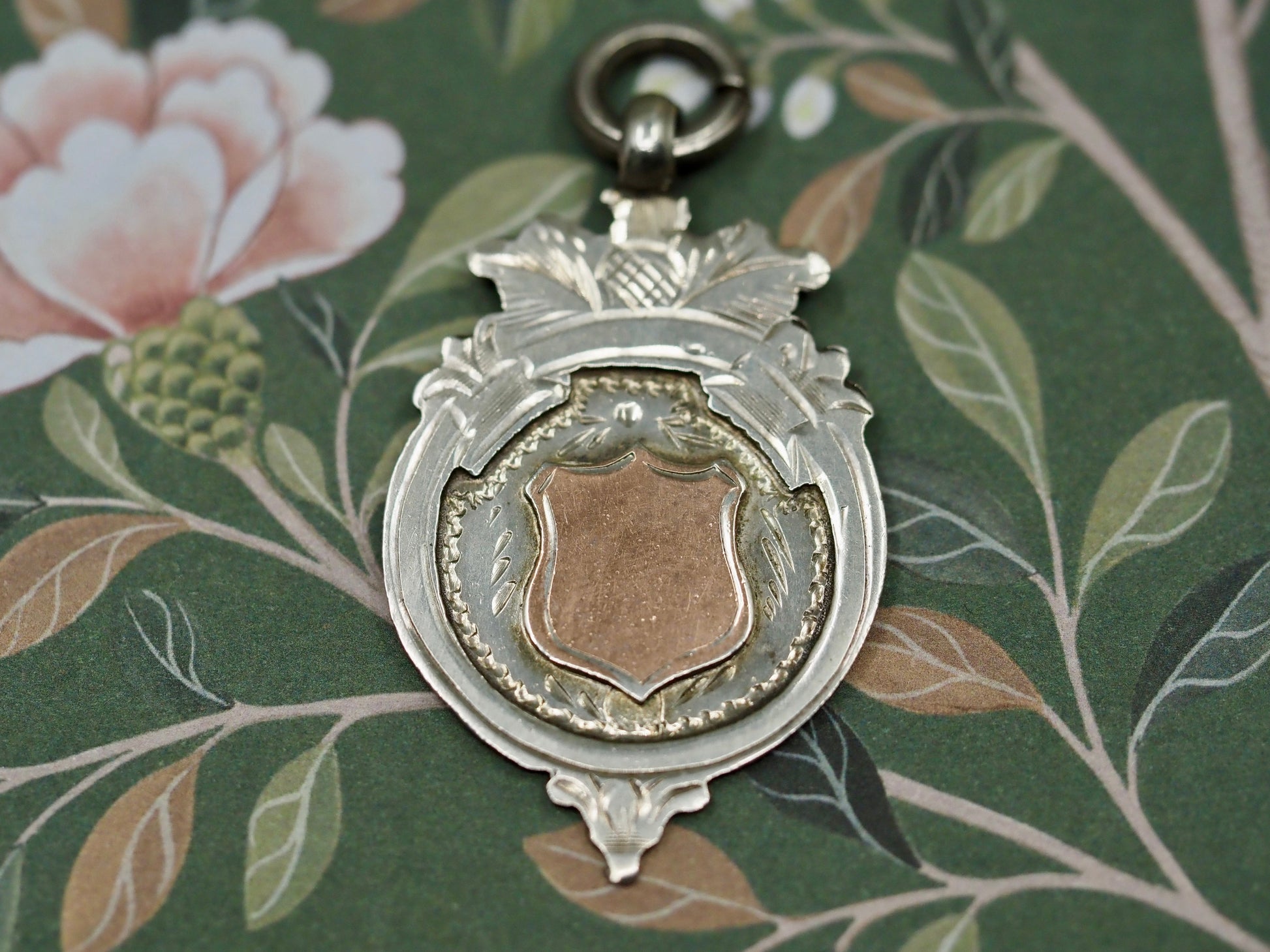 Antique 1919 Sterling Silver & Rose Gold Medallion Hudsons Estate Jewellery