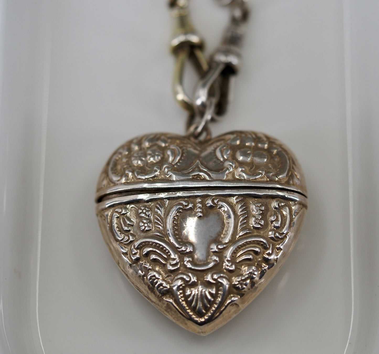 Vintage Silver Heart Vesta Style Pendant Hudsons Estate Jewellery