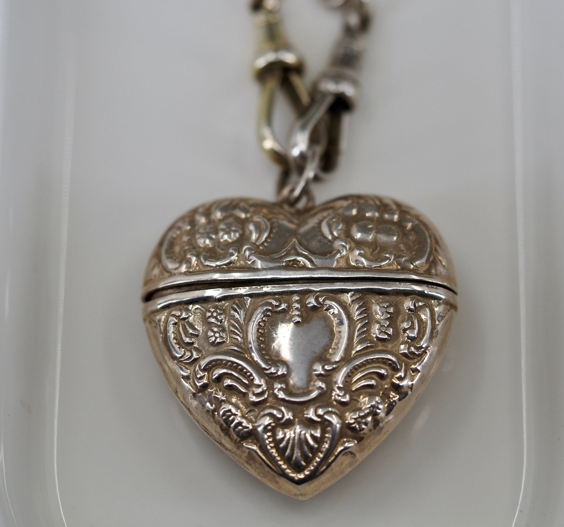 Vintage Silver Heart Vesta Style Pendant Hudsons Estate Jewellery
