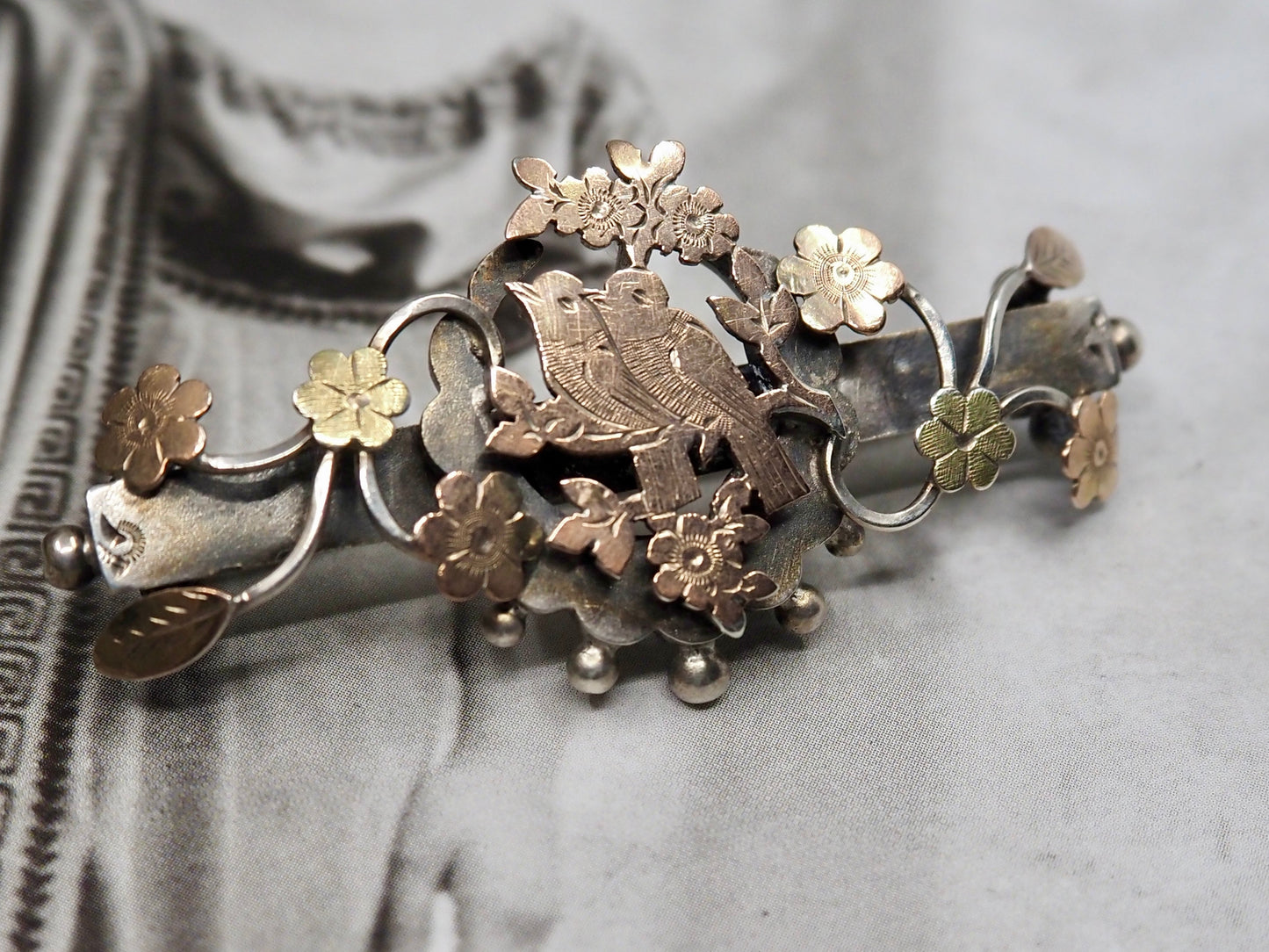 Antique 1904 Sterling Silver & Gold Sweetheart Brooch Hudsons Estate Jewellery