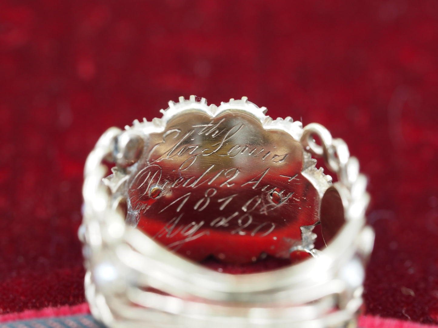 Georgian 15ct Gold, Seed Pearl and Garnet Ring Hudsons Estate Jewellery