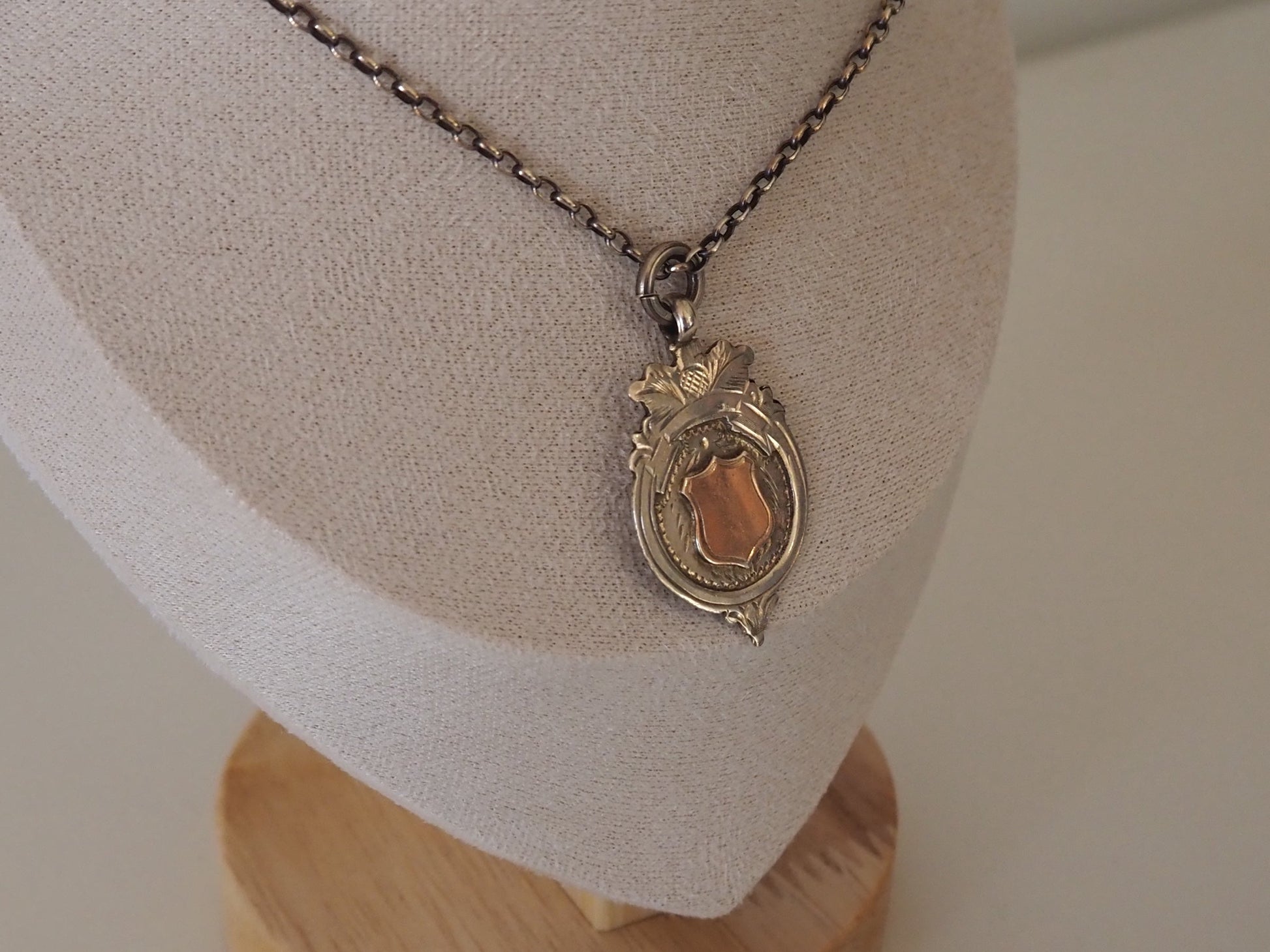 Antique 1919 Sterling Silver & Rose Gold Medallion Hudsons Estate Jewellery