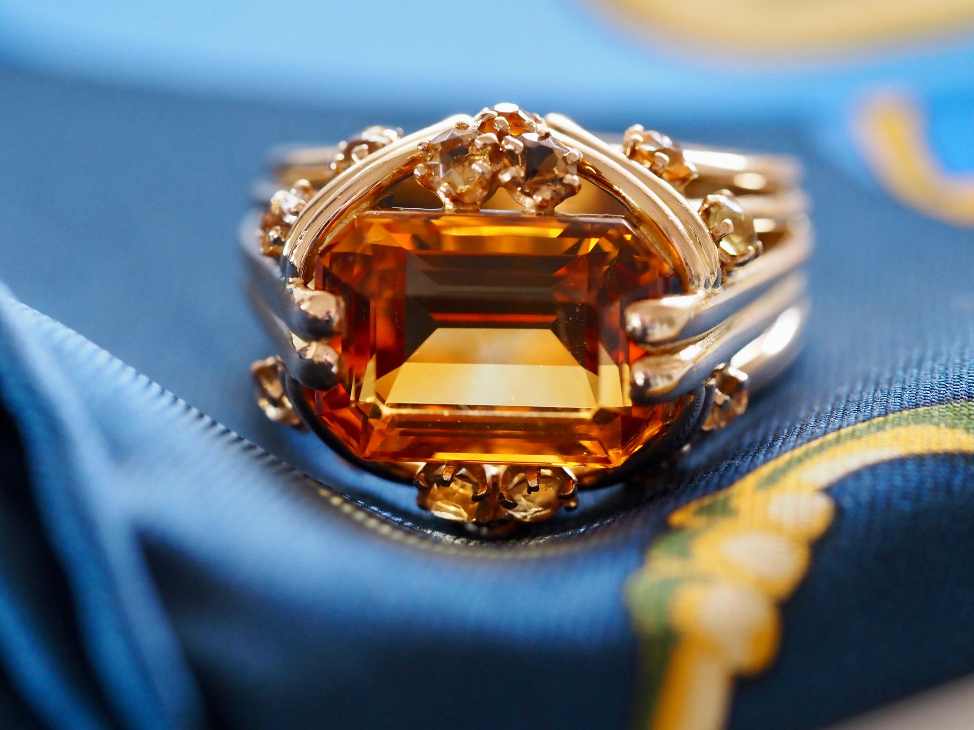 Vintage 18ct Gold Citrine Cocktail Ring Hudsons Estate Jewellery
