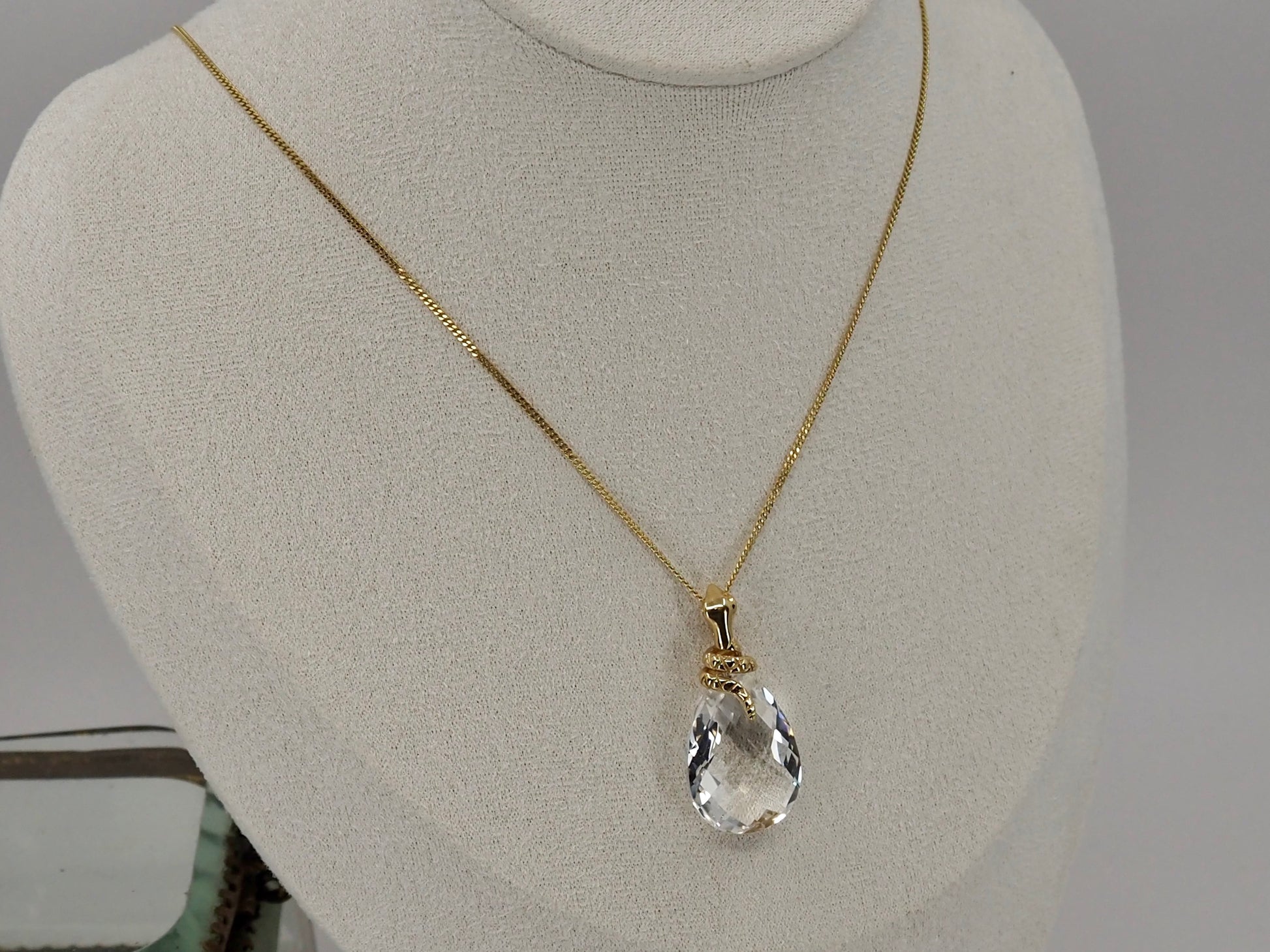 Rock Crystal Snake Pendant and Chain Hudsons Estate Jewellery