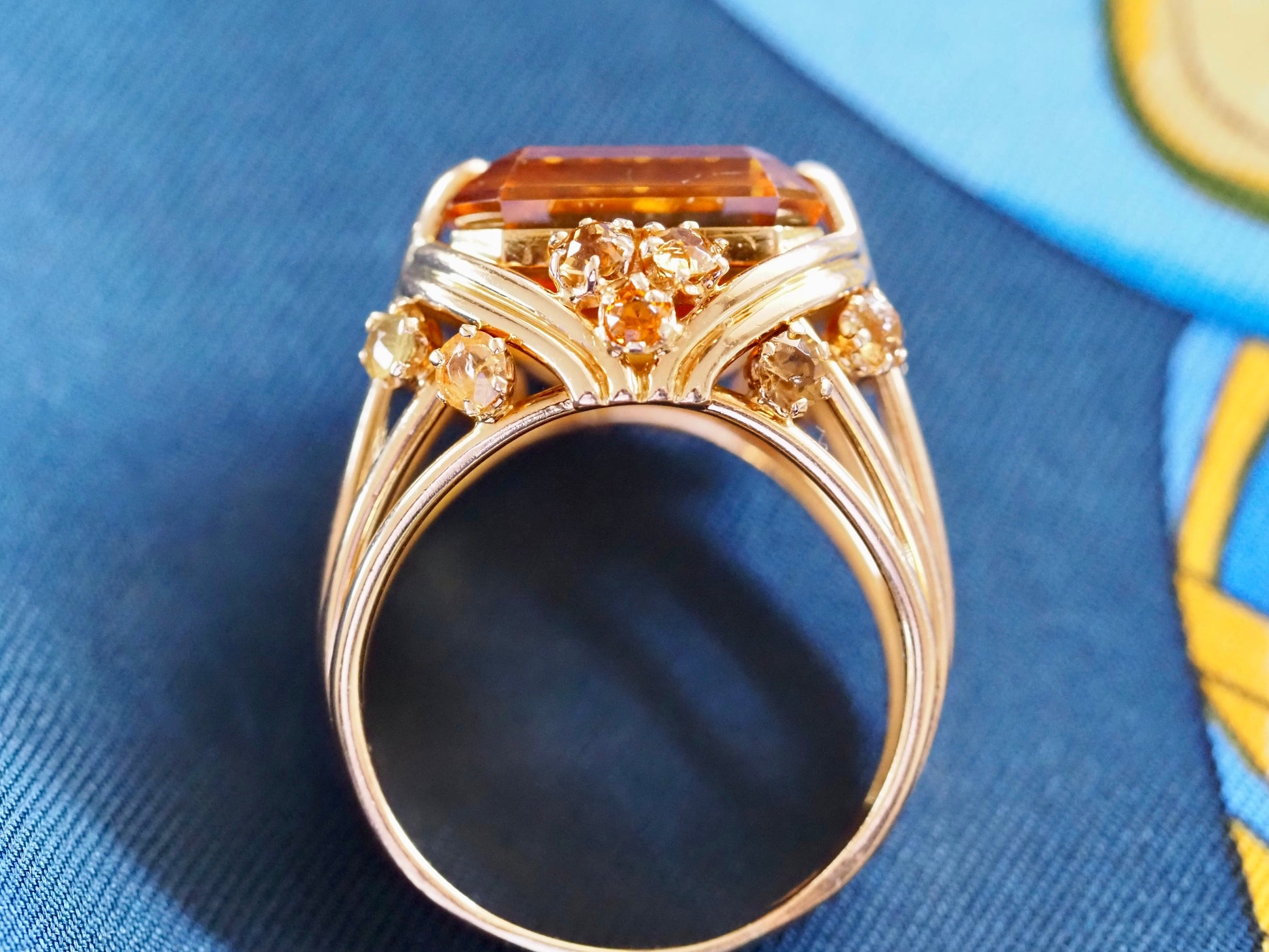 Vintage 18ct Gold Citrine Cocktail Ring Hudsons Estate Jewellery