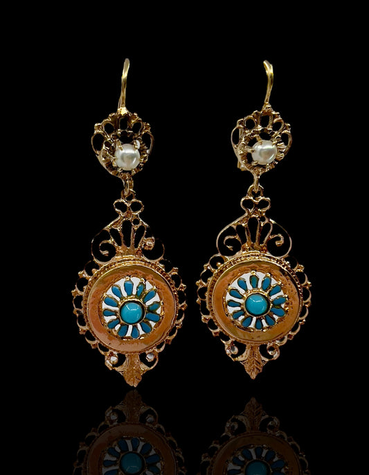 Pearl and enamel earrings