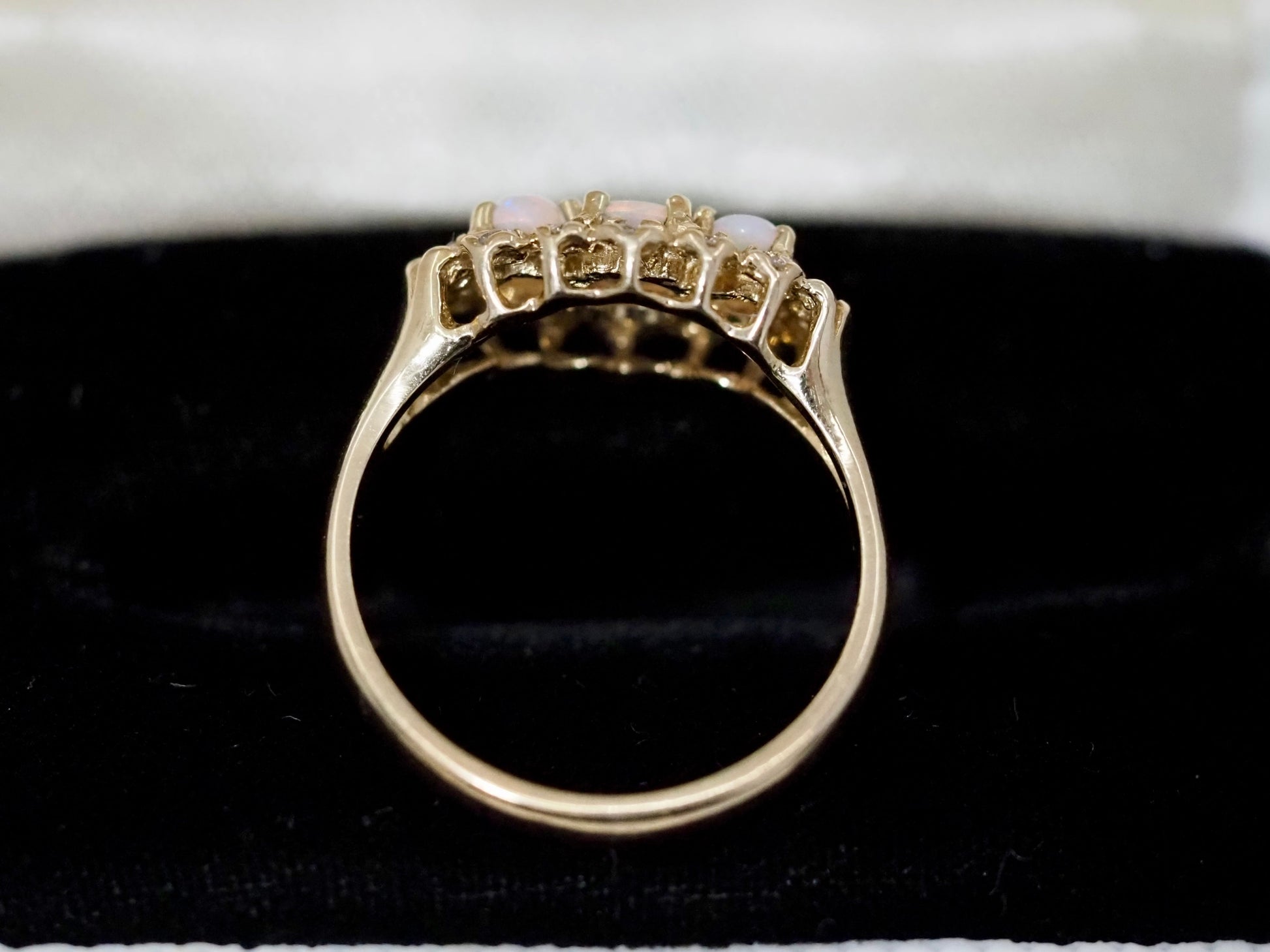 Vintage opal and diamond ring in 9ct gold Hudsons Estate Jewellery
