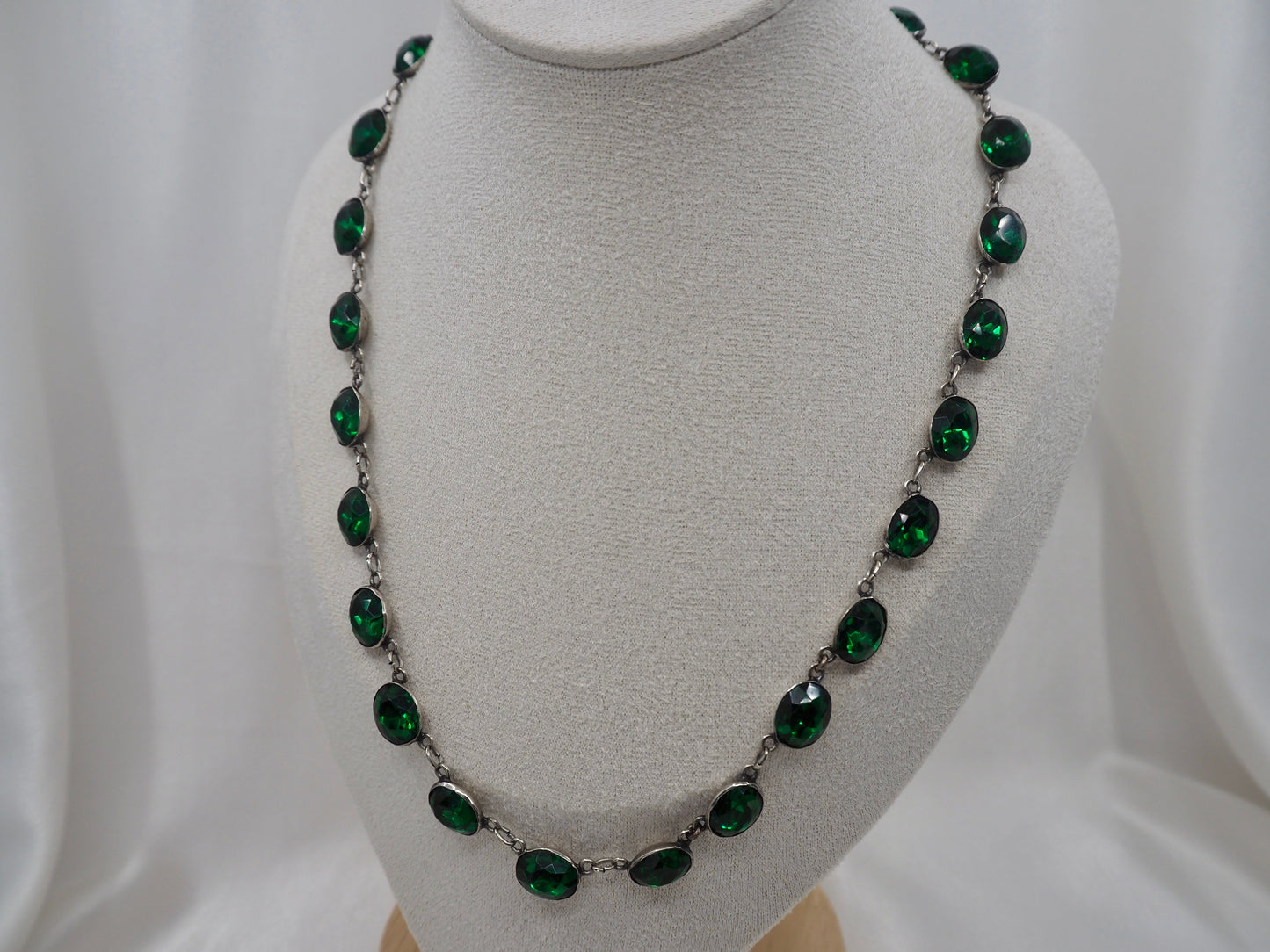 Vintage Silver Riviere with Green Paste Hudsons Estate Jewellery