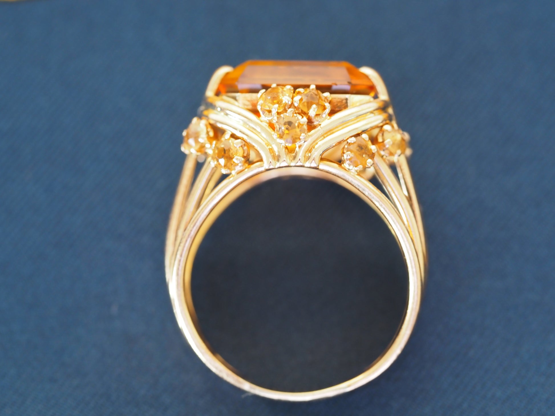 Vintage 18ct Gold Citrine Cocktail Ring Hudsons Estate Jewellery