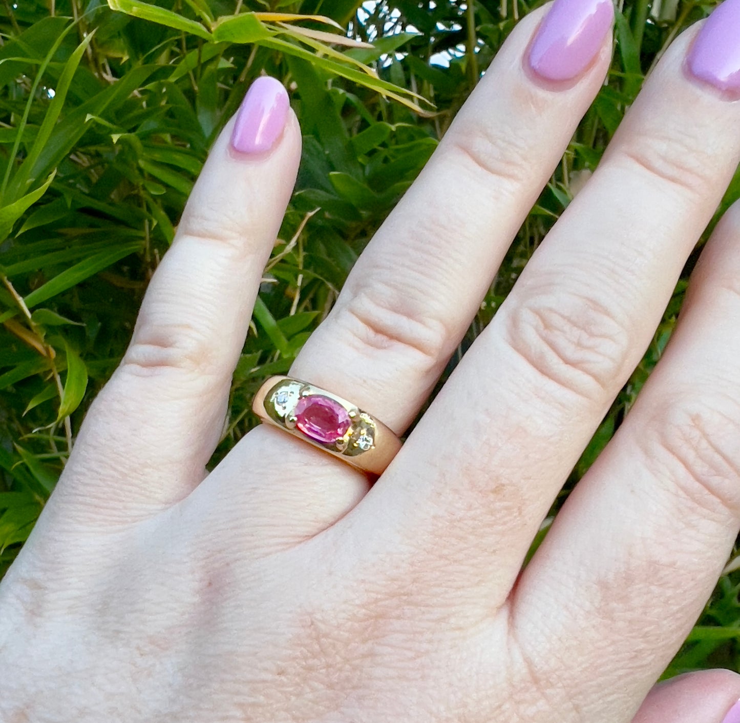 Pink sapphire & diamond ring