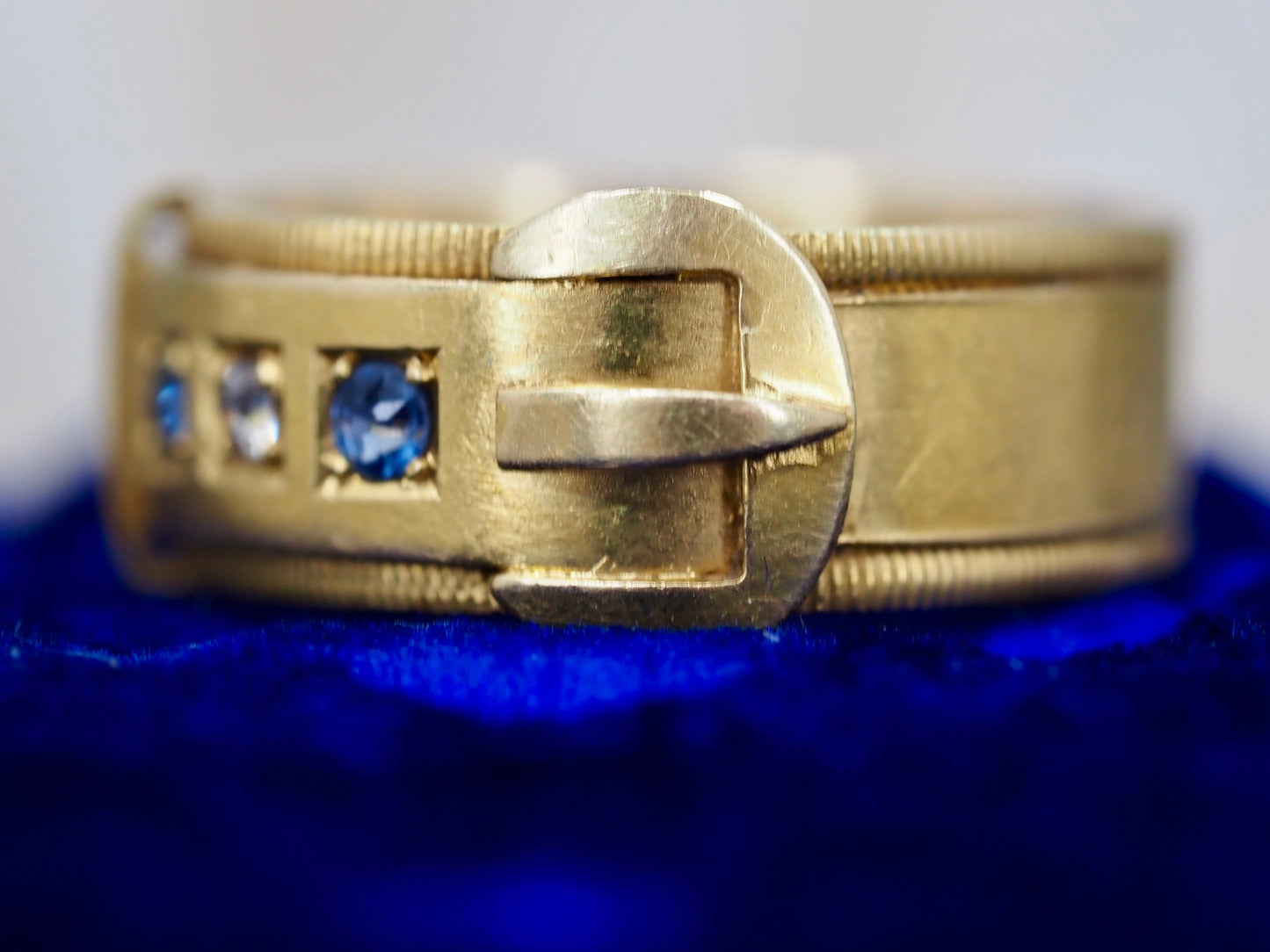 Antique Diamond and Sapphire Buckle Ring - Chester 1906 Hudsons Estate Jewellery