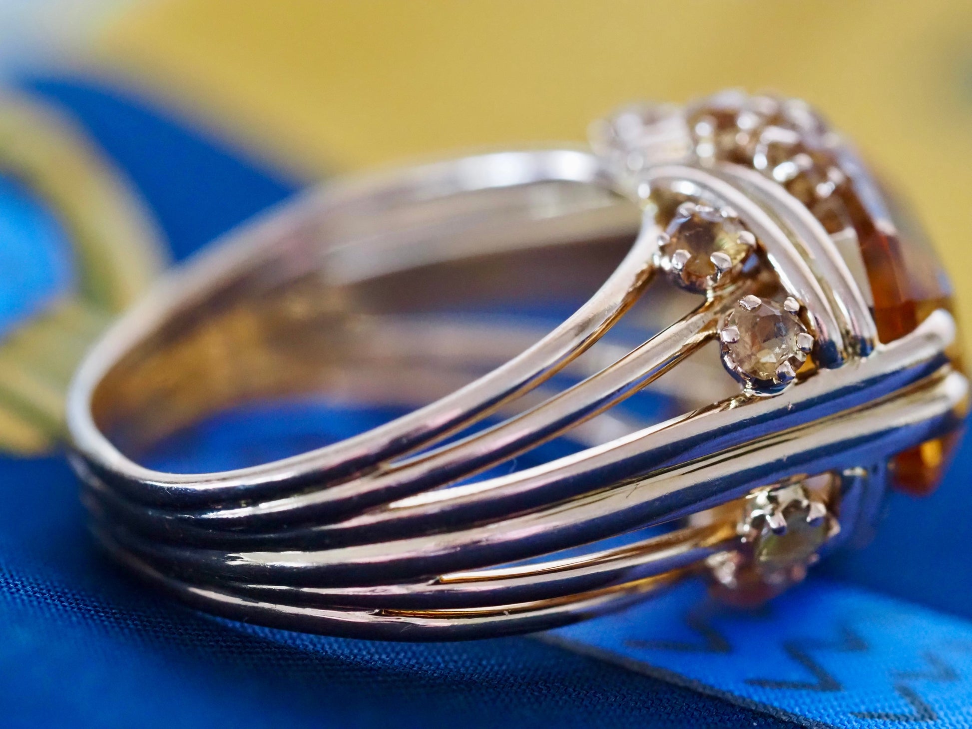 Vintage 18ct Gold Citrine Cocktail Ring Hudsons Estate Jewellery