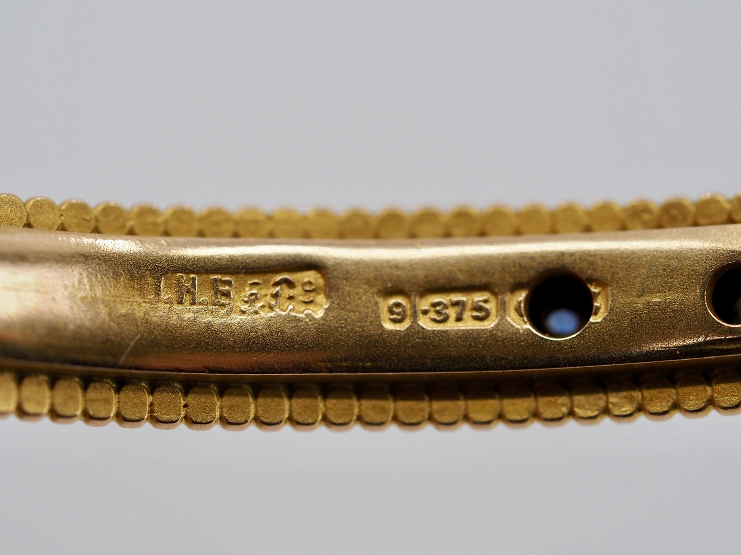 Antique 9ct Gold Sapphire & Diamond Bangle Hudsons Estate Jewellery