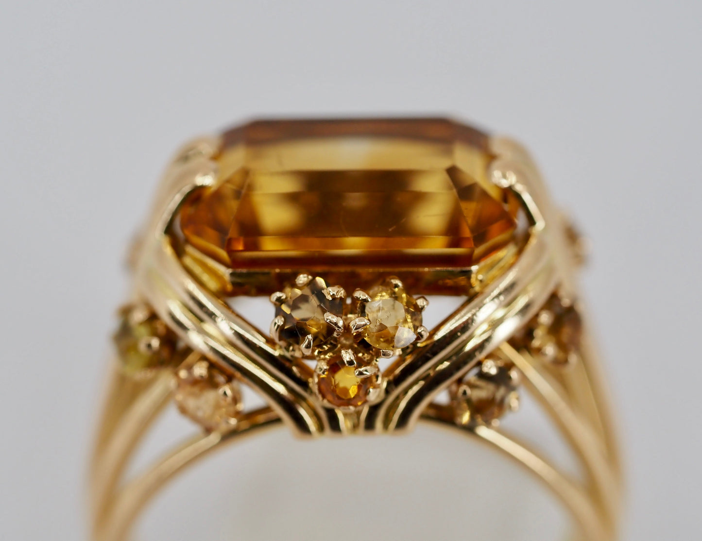 Vintage 18ct Gold Citrine Cocktail Ring Hudsons Estate Jewellery