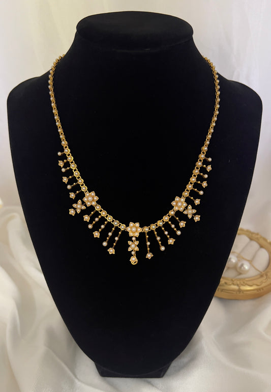 Antique seed pearl & 15ct gold necklace