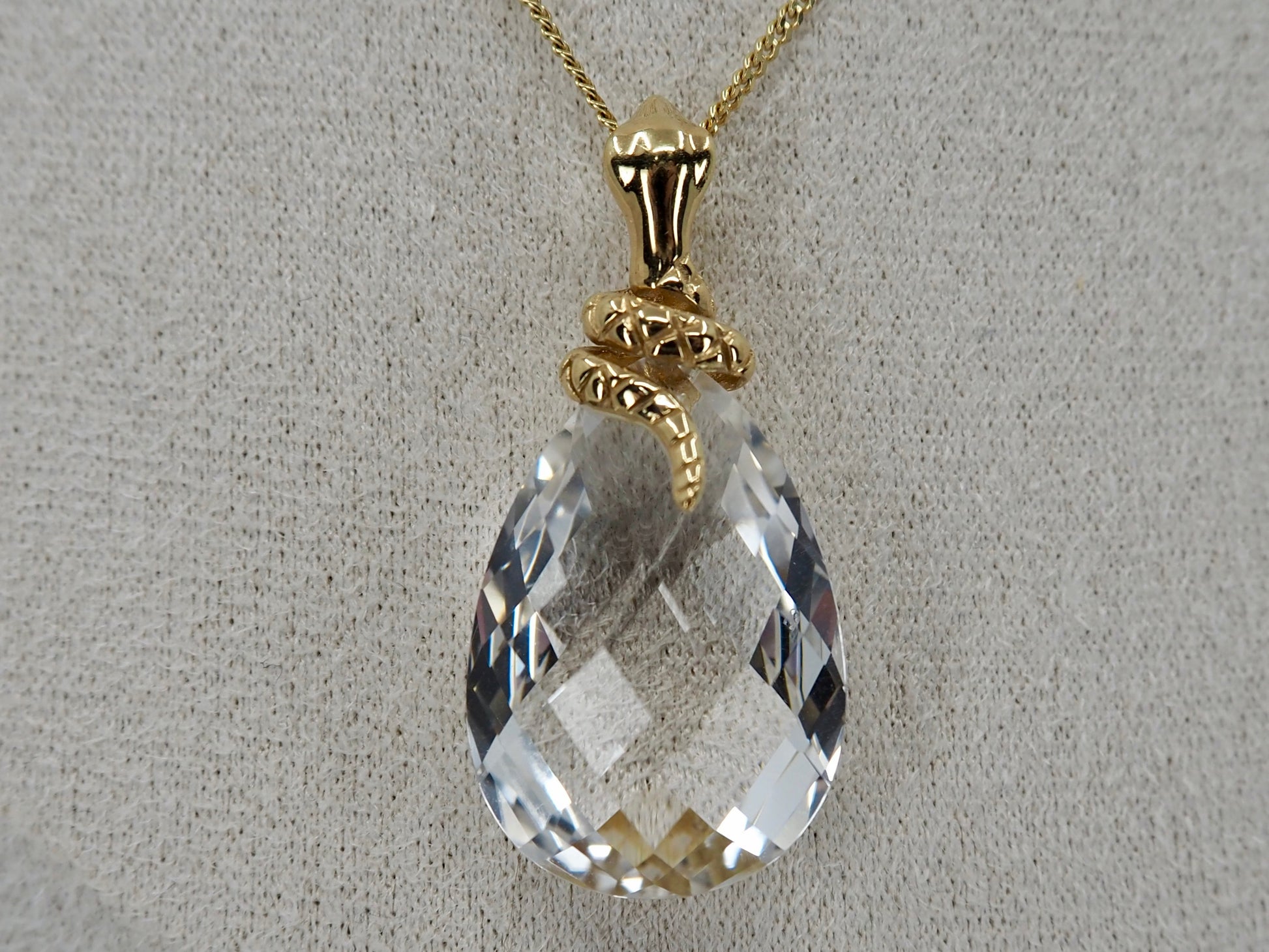 Rock Crystal Snake Pendant and Chain Hudsons Estate Jewellery