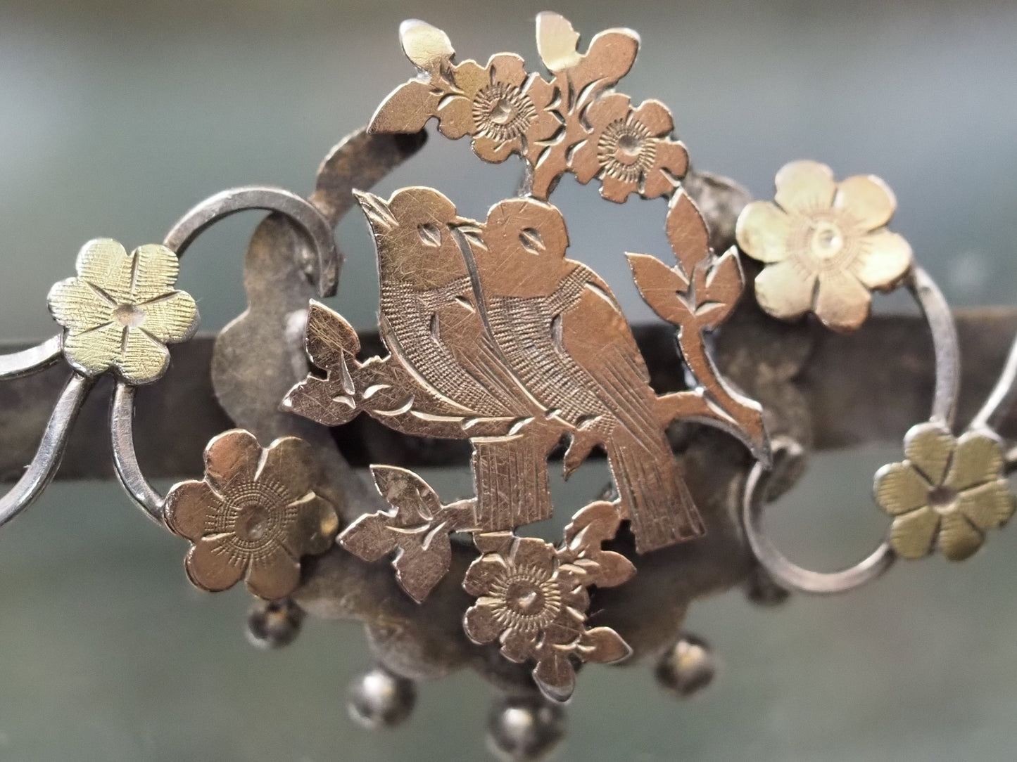 Antique 1904 Sterling Silver & Gold Sweetheart Brooch Hudsons Estate Jewellery