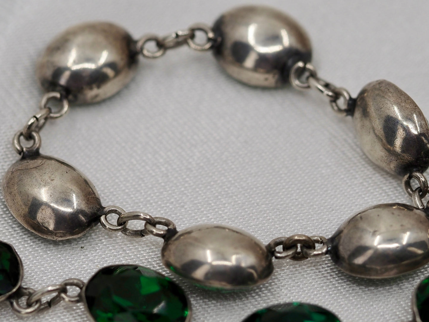 Vintage Silver Riviere with Green Paste Hudsons Estate Jewellery