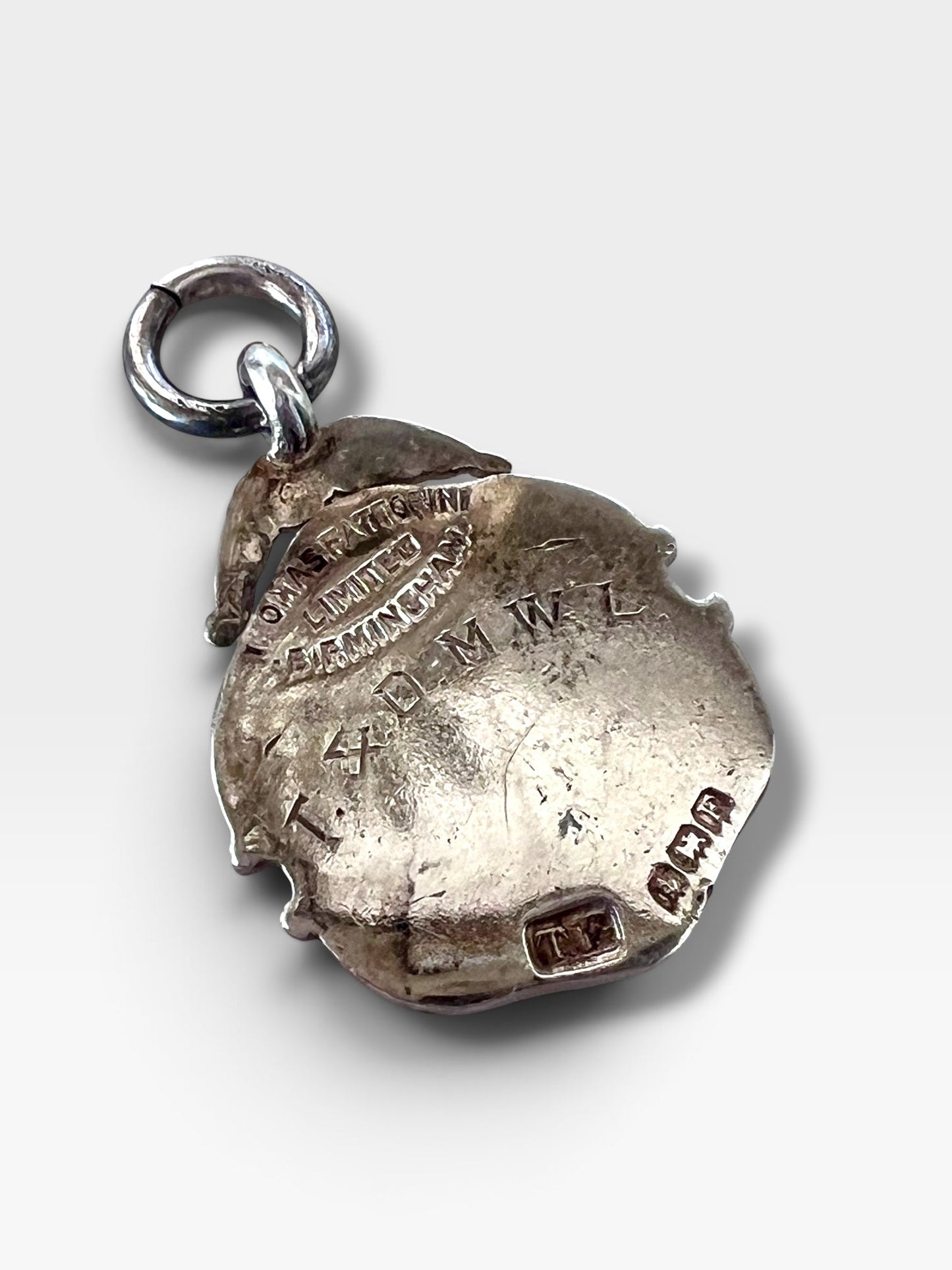 Vintage 1930 Fob Medallion in Sterling Silver & Rose Gold Hudsons Estate Jewellery