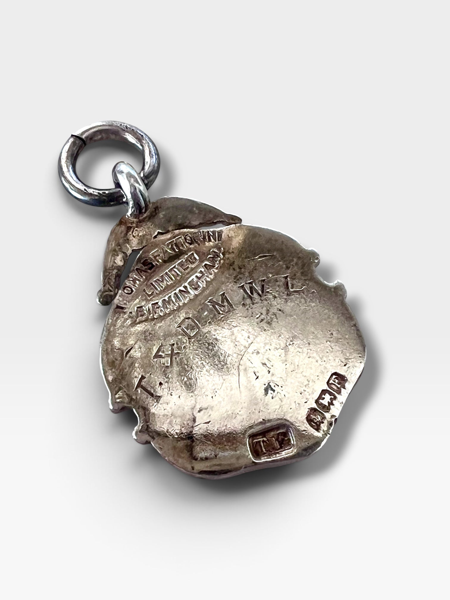 Vintage 1930 Fob Medallion in Sterling Silver & Rose Gold Hudsons Estate Jewellery