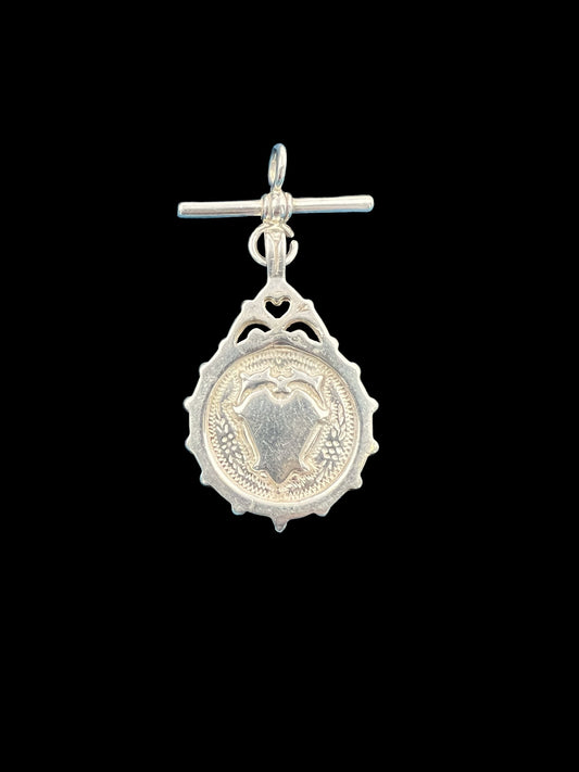 Silver t-bar & shield fob Hudsons Estate Jewellery