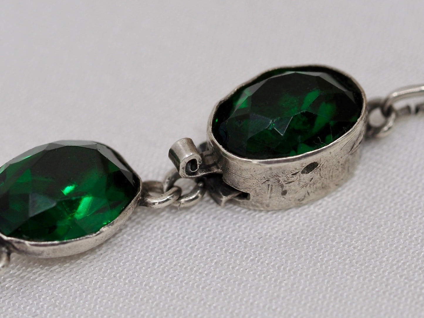 Vintage Silver Riviere with Green Paste Hudsons Estate Jewellery