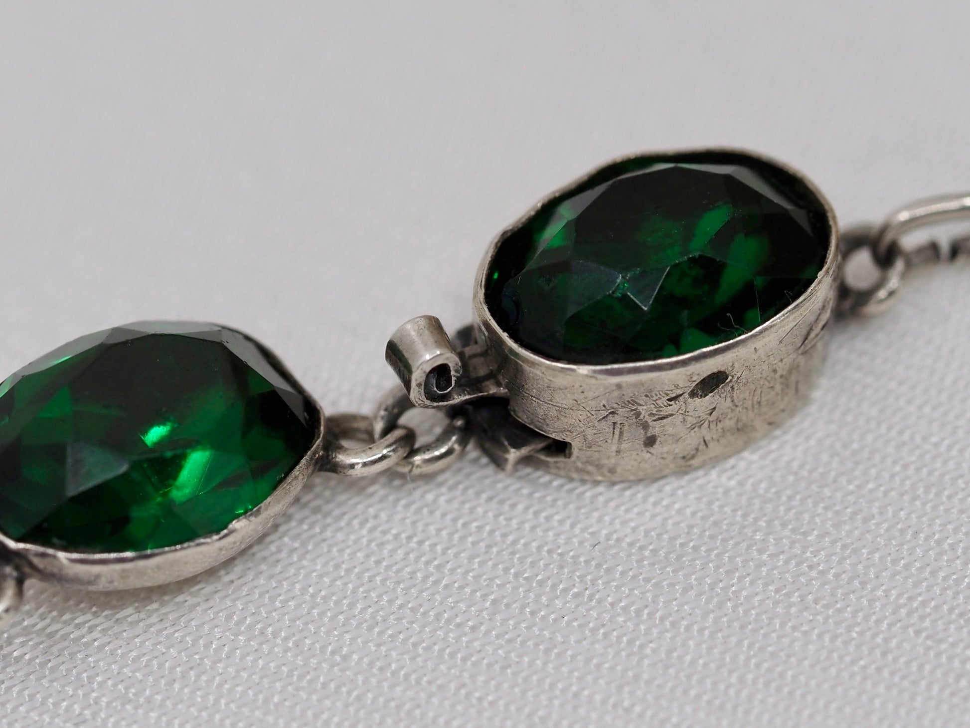 Vintage Silver Riviere with Green Paste Hudsons Estate Jewellery