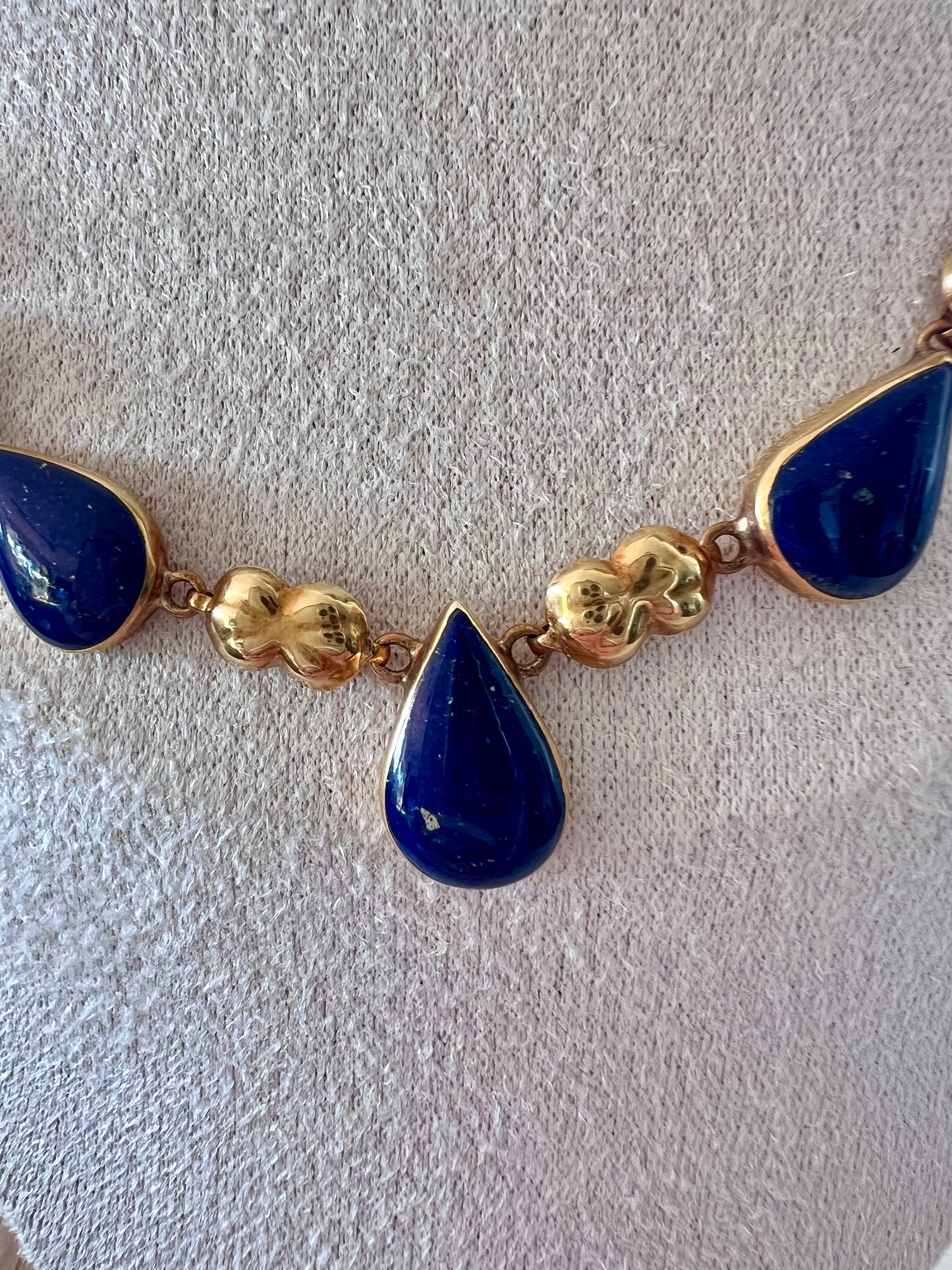 Contemporary 18ct Gold & Lapis Lazuli Necklace Hudsons Estate Jewellery